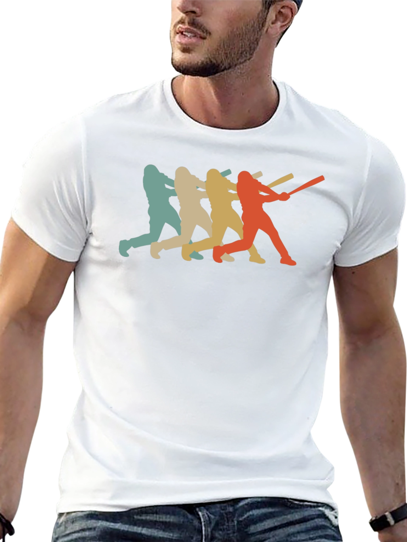 Retro Baseball Player Graphic T-Shirt
