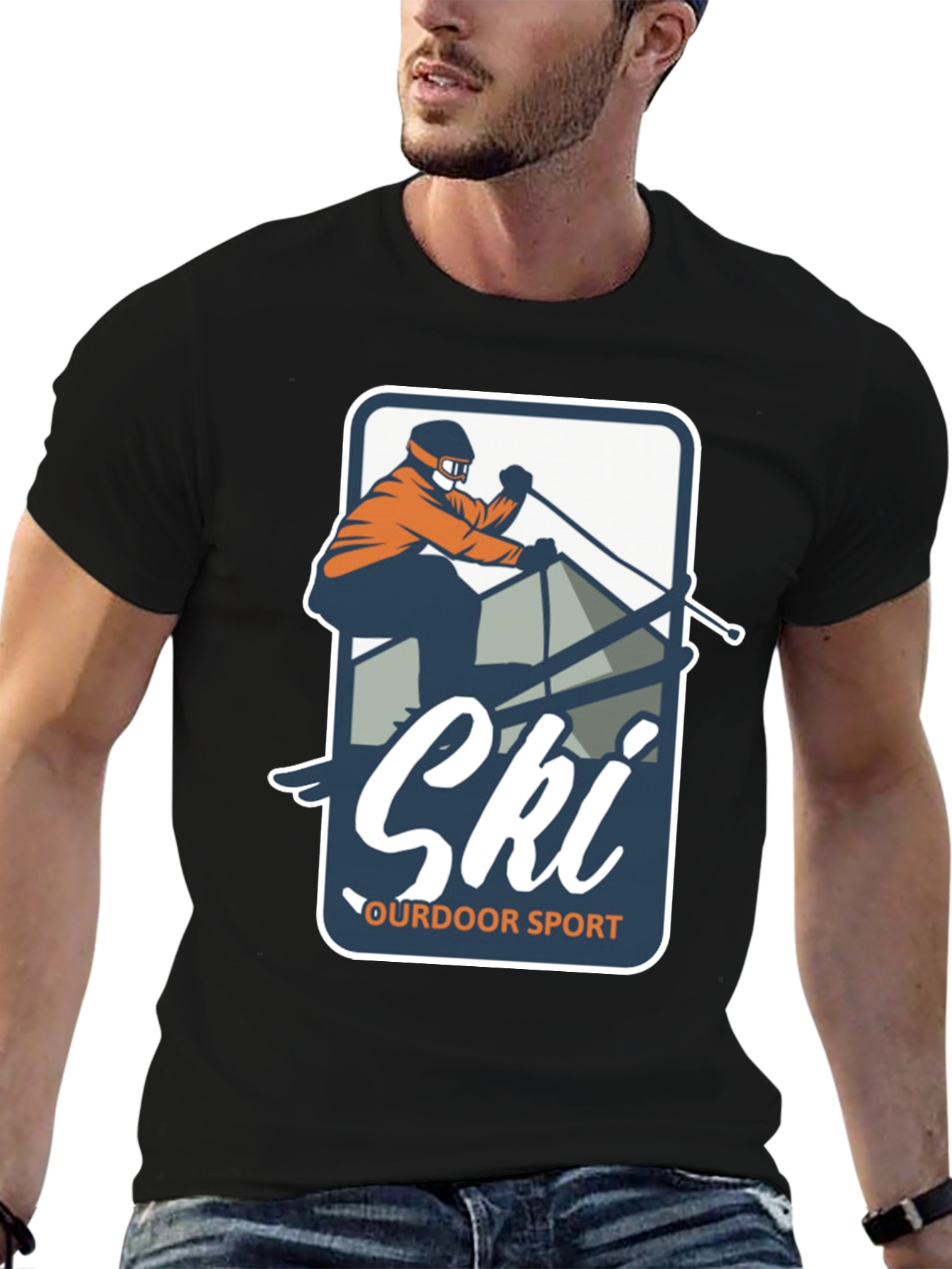 Mens Ski Outdoor Sport Graphic T-Shirt