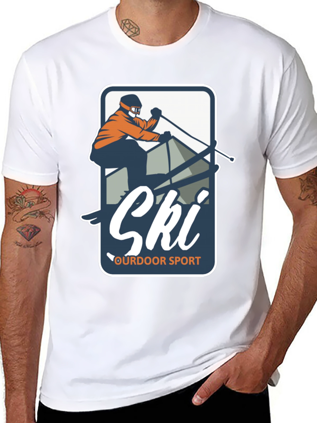 Mens Ski Outdoor Sport Graphic T-Shirt