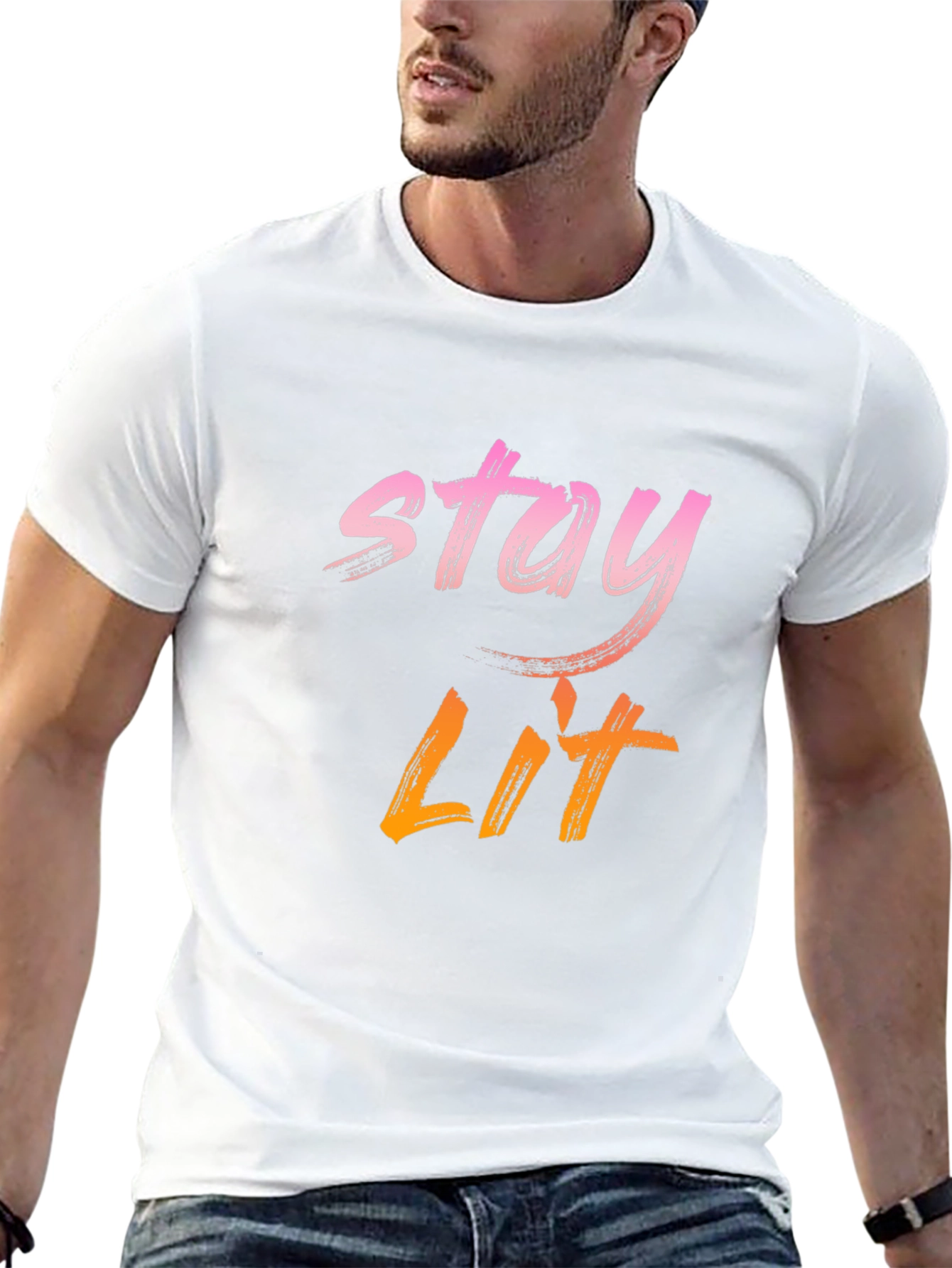 Stay Lit Graphic Print Tee - Casual Black T-Shirt