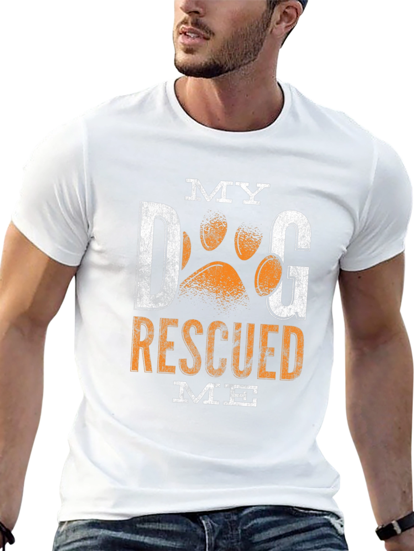 My Dog Rescued Me Black Graphic T-Shirt