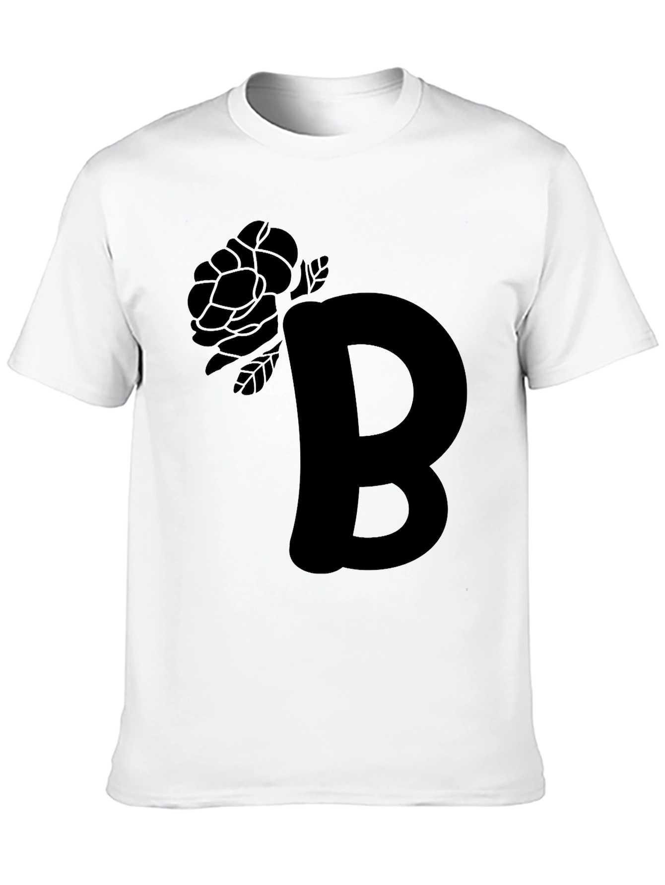 Monochrome B Rose Graphic Tee - Modern Casual Style
