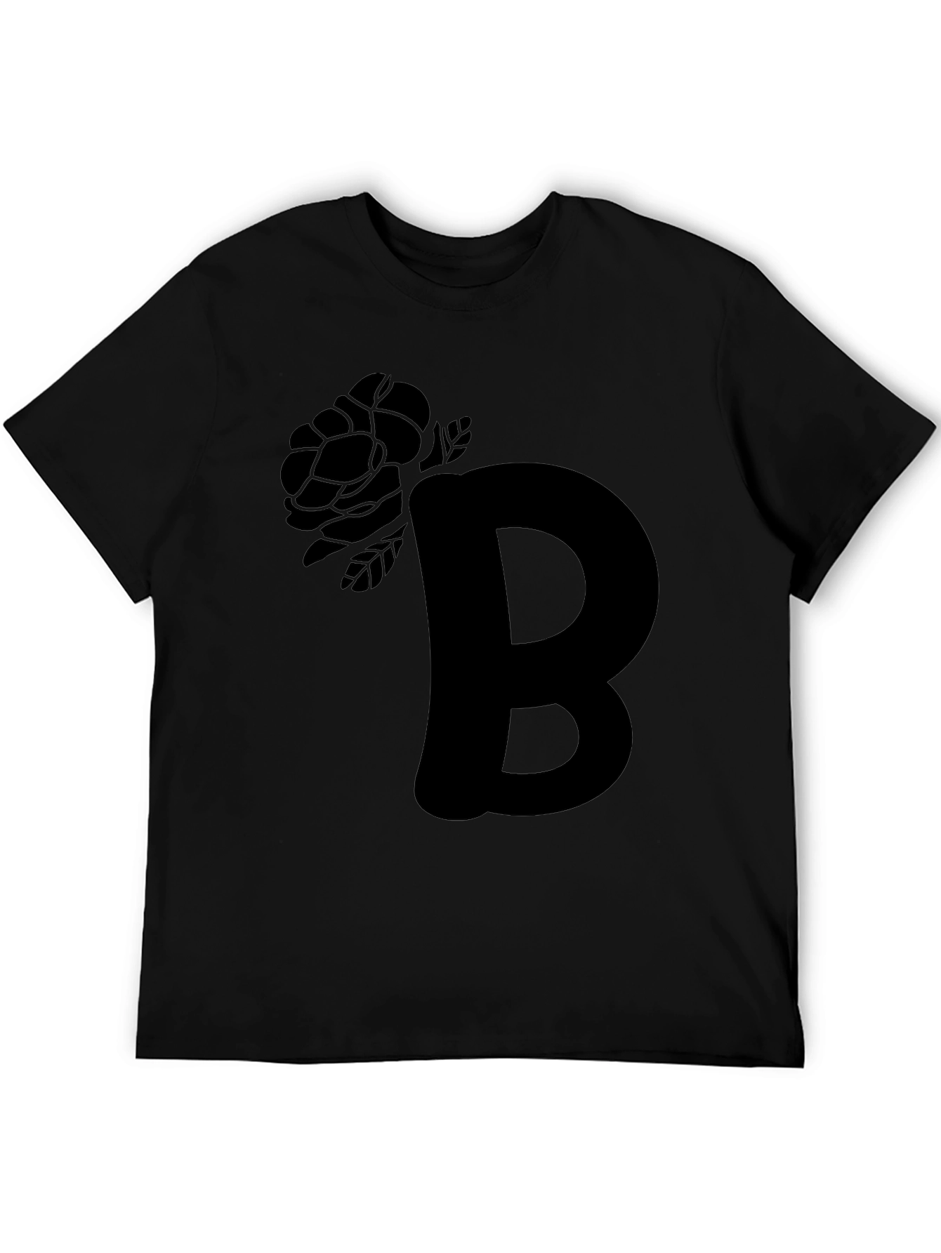 Monochrome B Rose Graphic Tee - Modern Casual Style