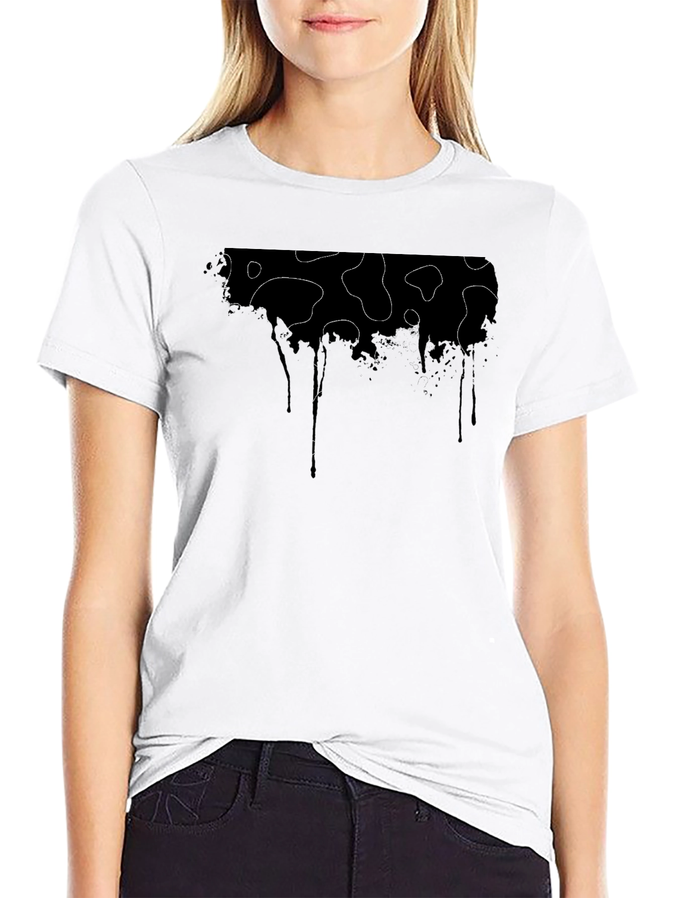 Modern Cow Print Drip Tee