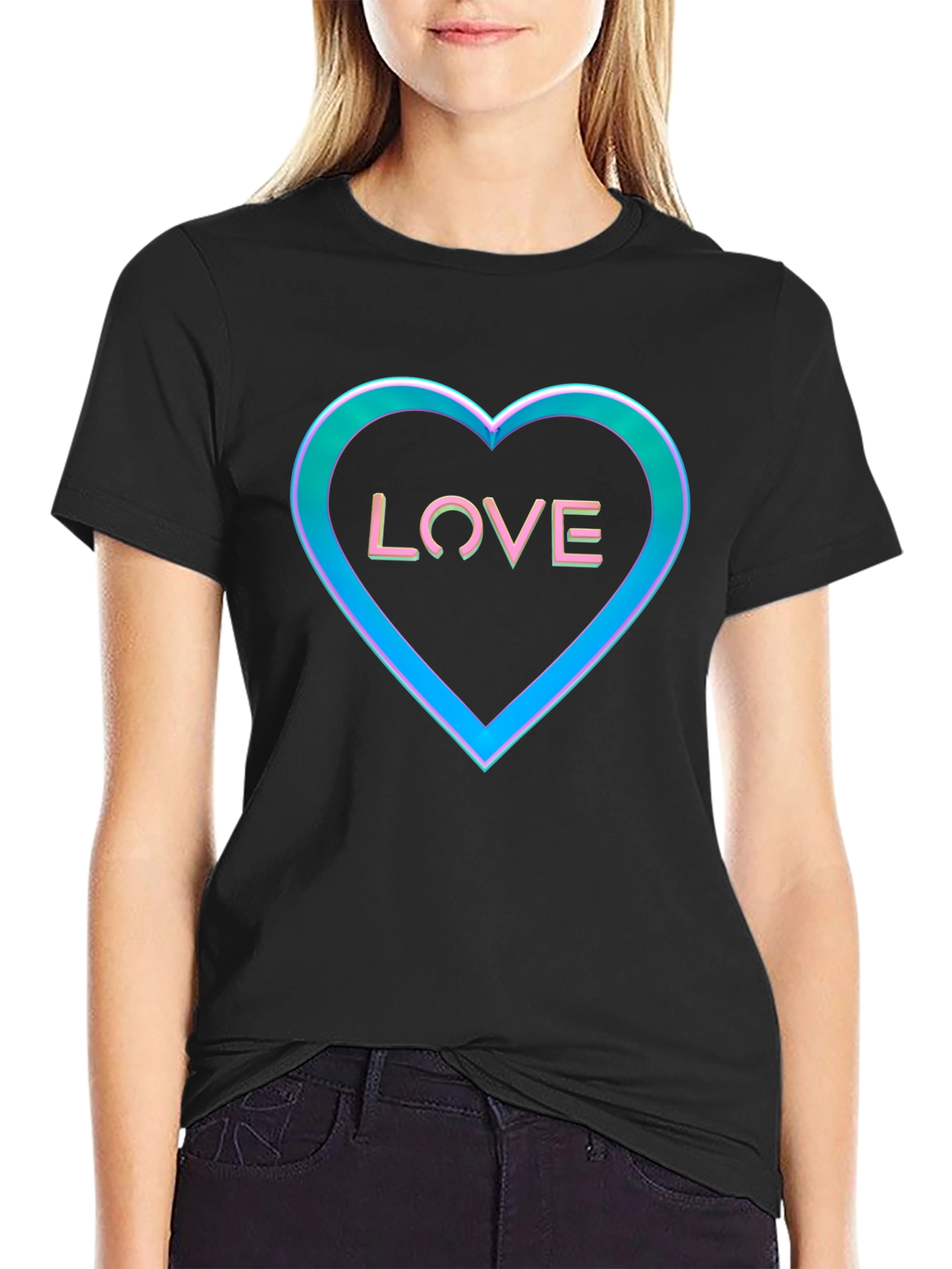 Love Heart Graphic Tee - Black