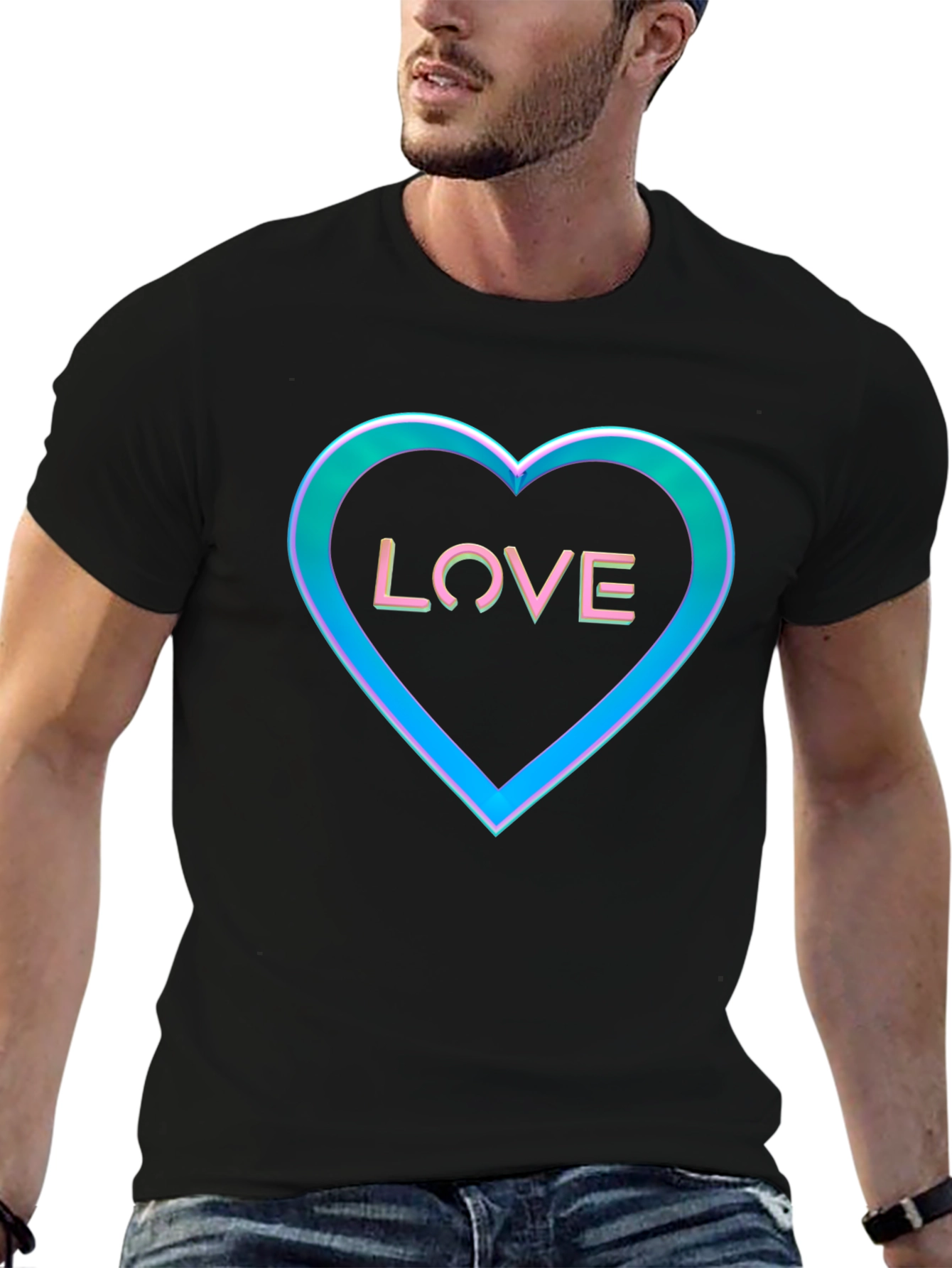 Love Heart Graphic Tee - Black