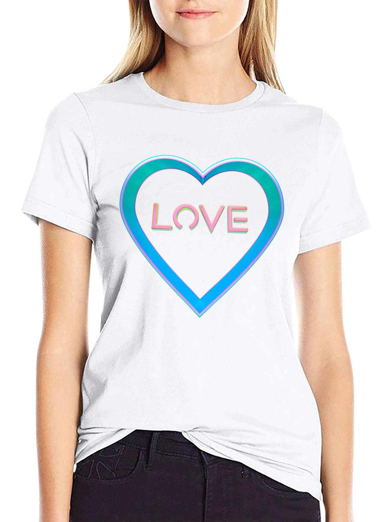 Love Heart Graphic Tee - Black