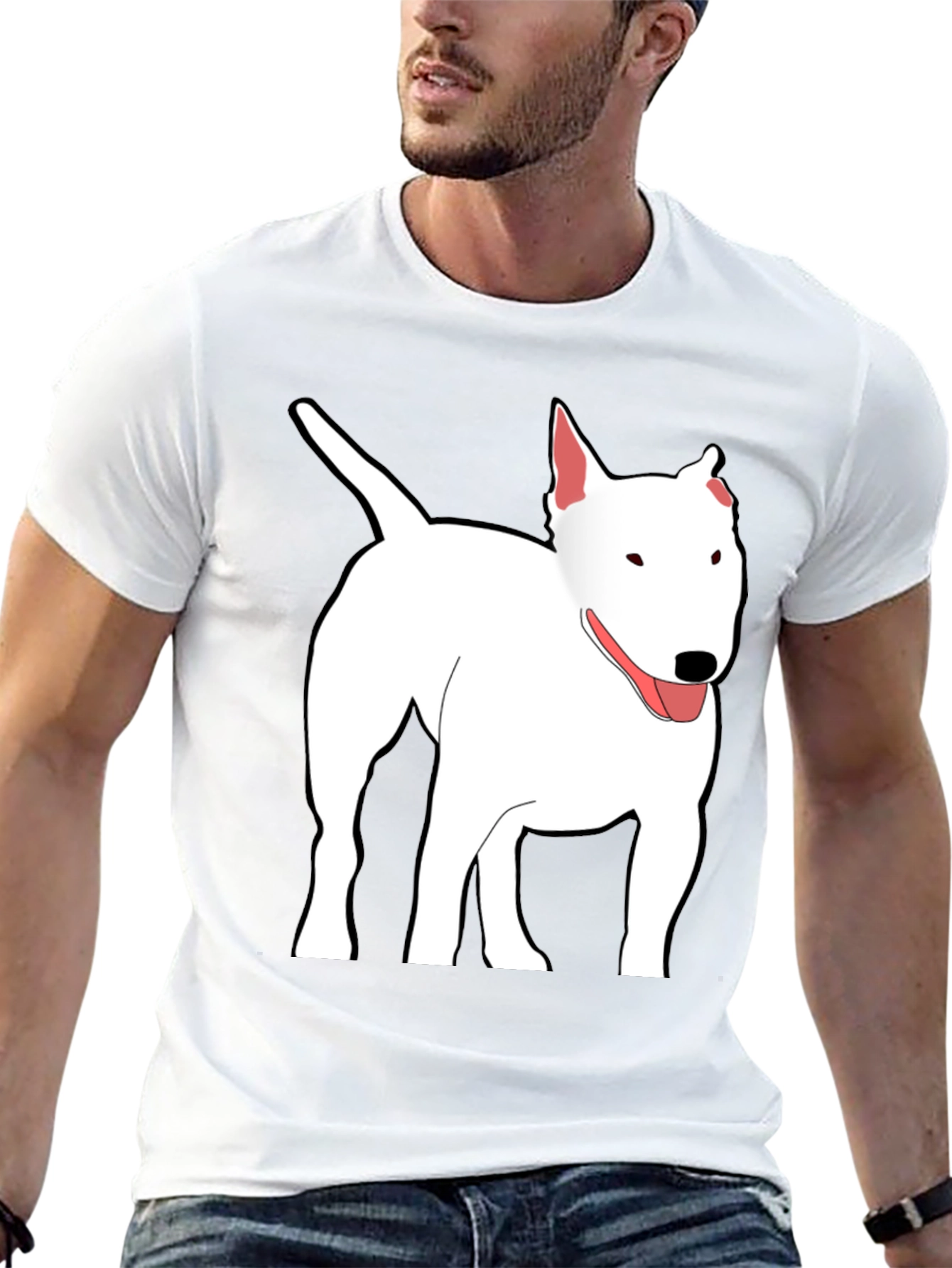 Bull Terrier Dog Graphic Print Black T-Shirt