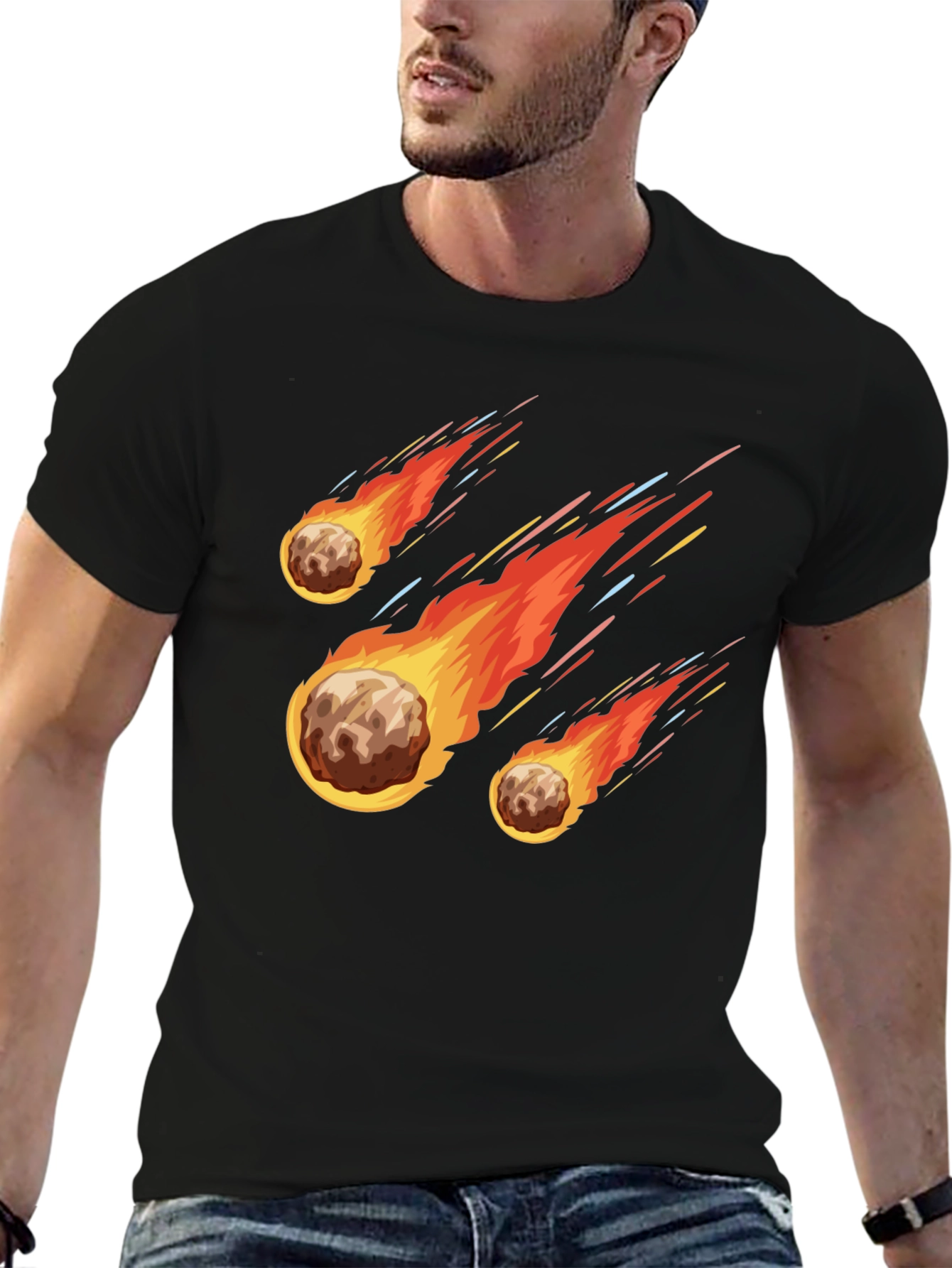 Meteor Shower Graphic Black T-Shirt