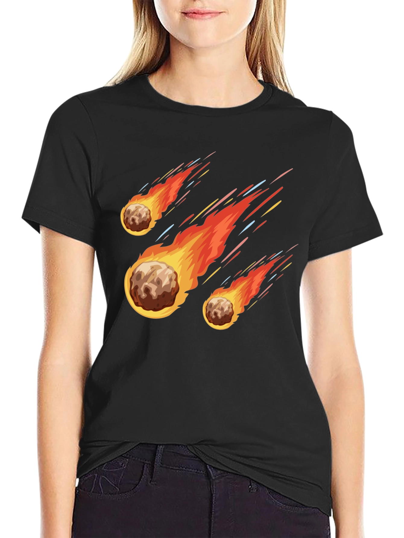 Meteor Shower Graphic Black T-Shirt