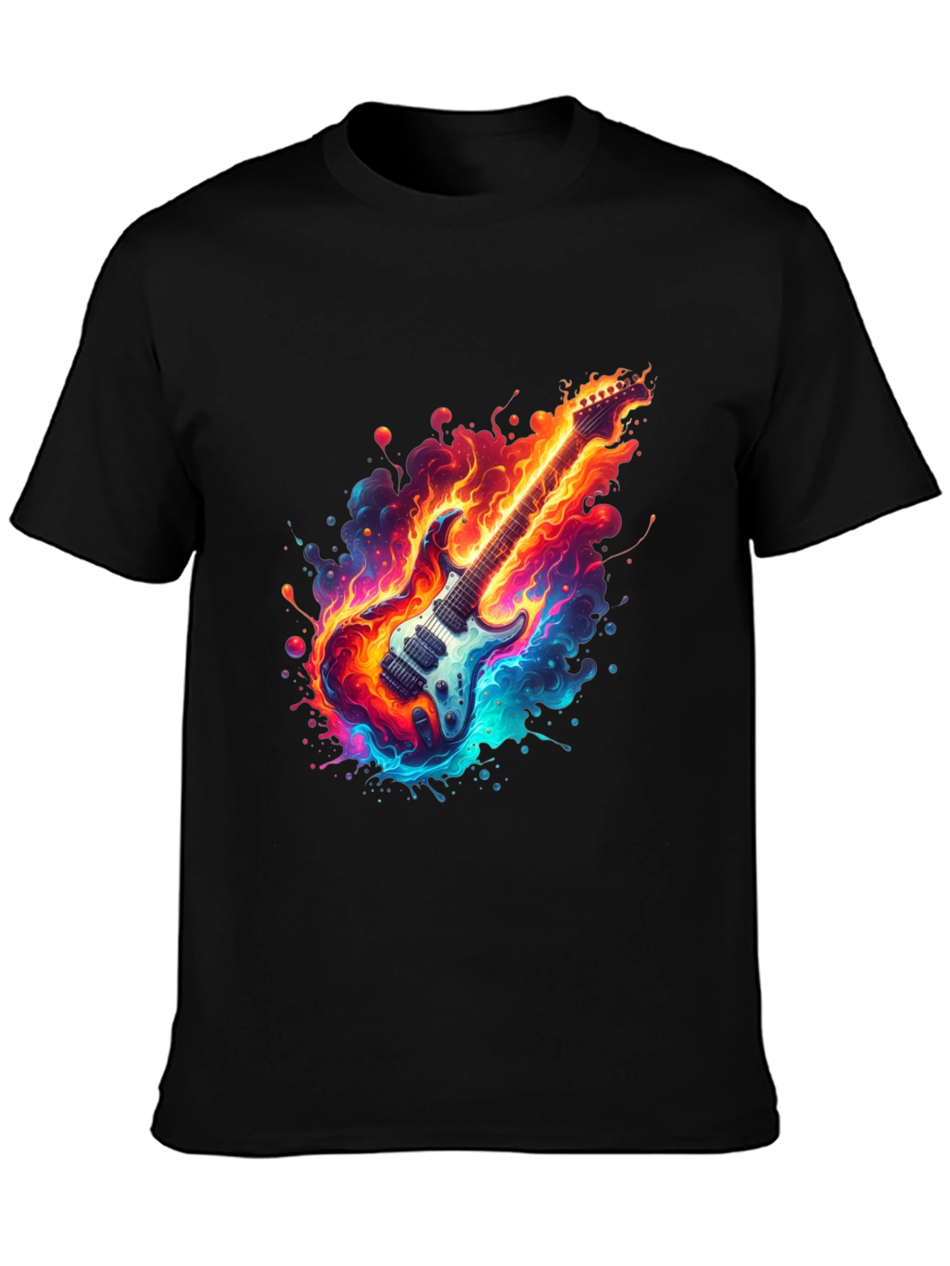 Flaming Guitar Graphic Tee - Rock On!