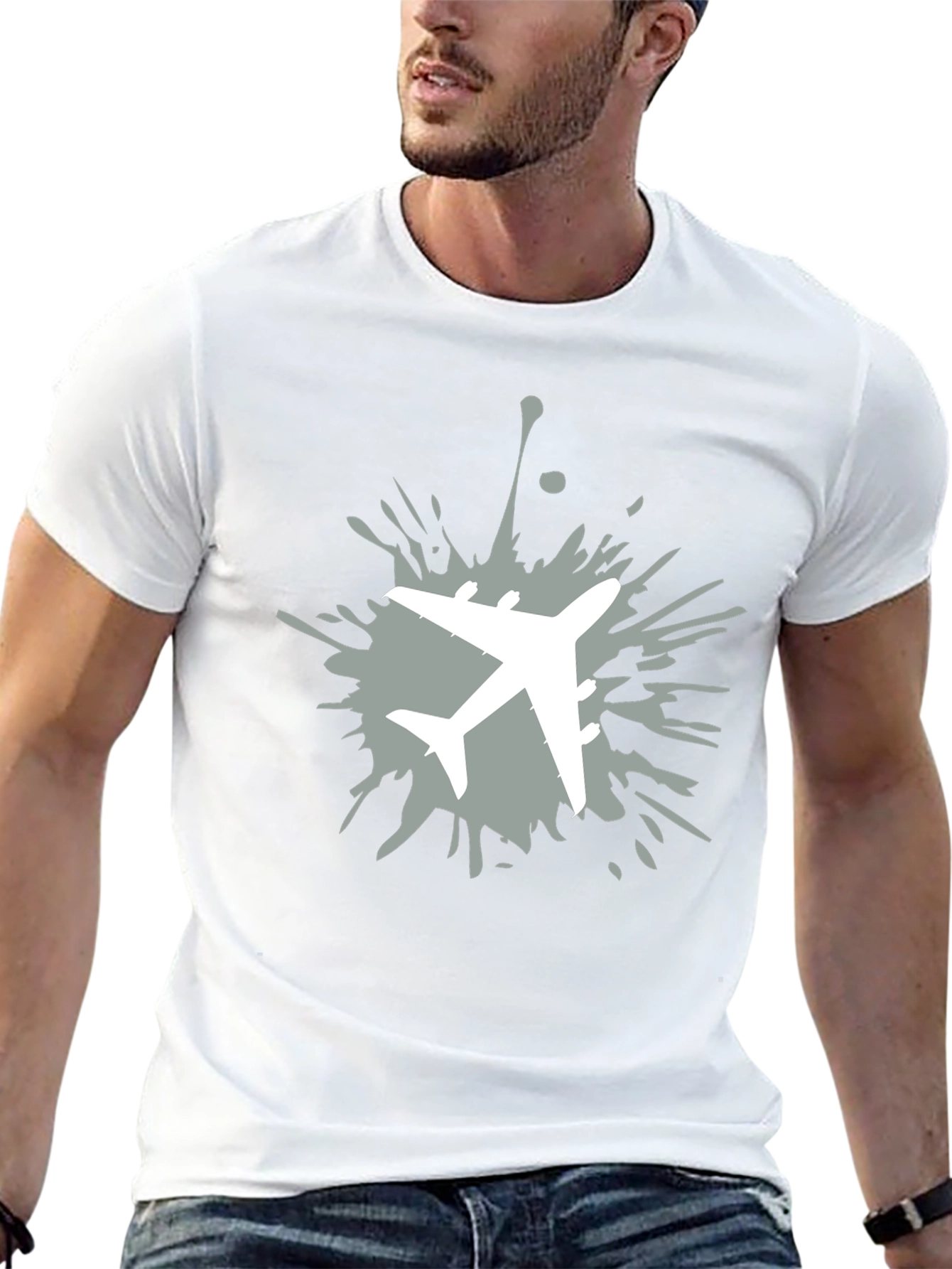 Airplane Splatter Graphic T-Shirt