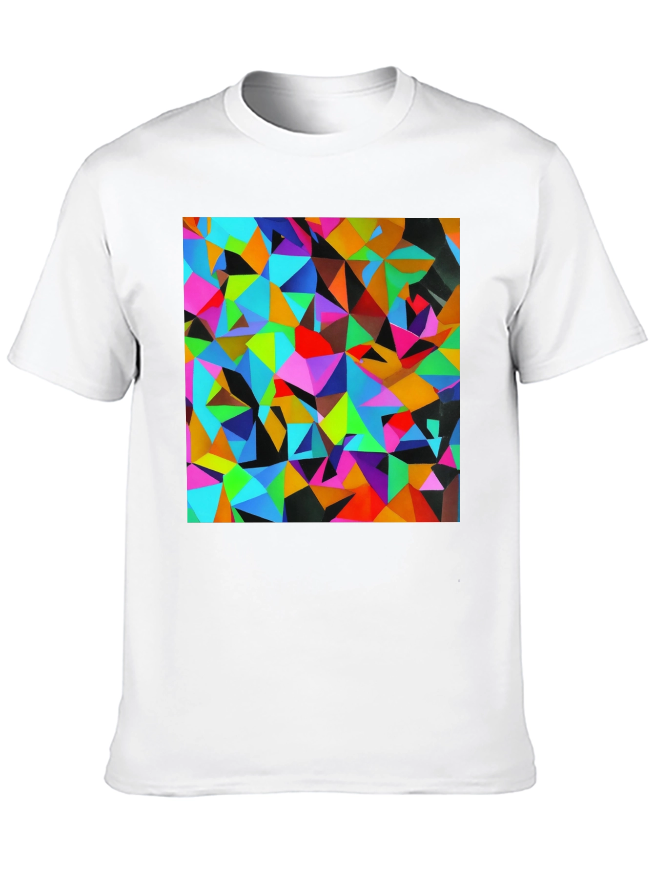 Geometric Triangle Print Black T-Shirt