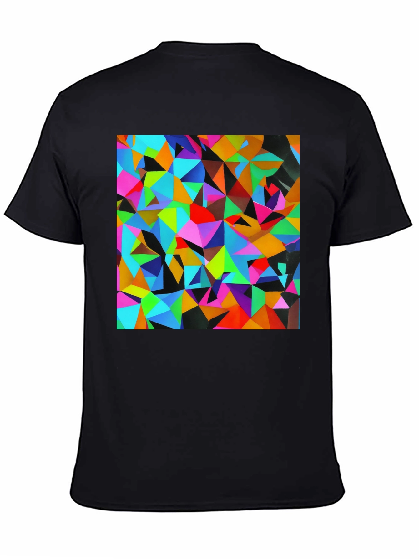 Geometric Triangle Print Black T-Shirt