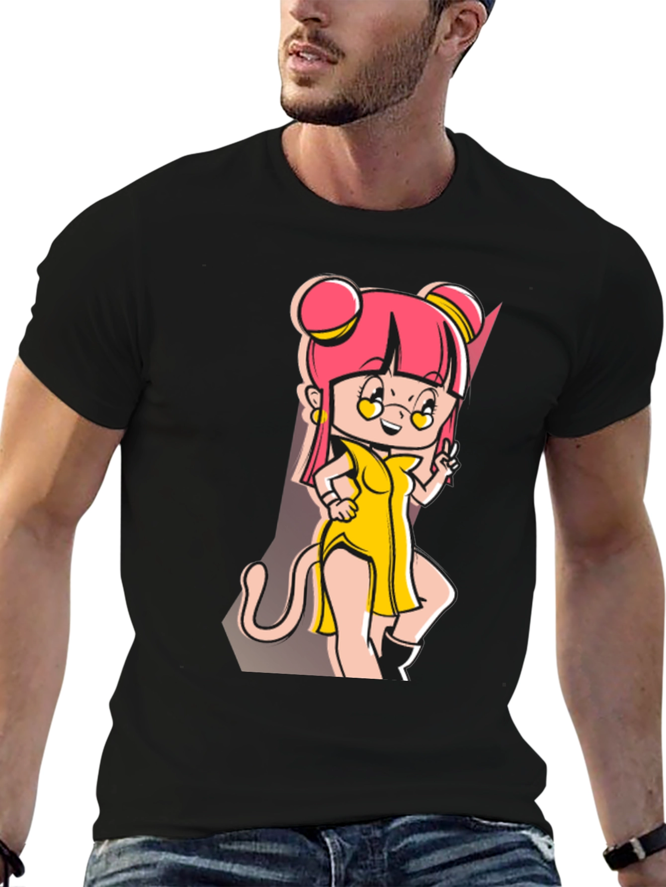 Anime Cartoon Graphic Black T-Shirt