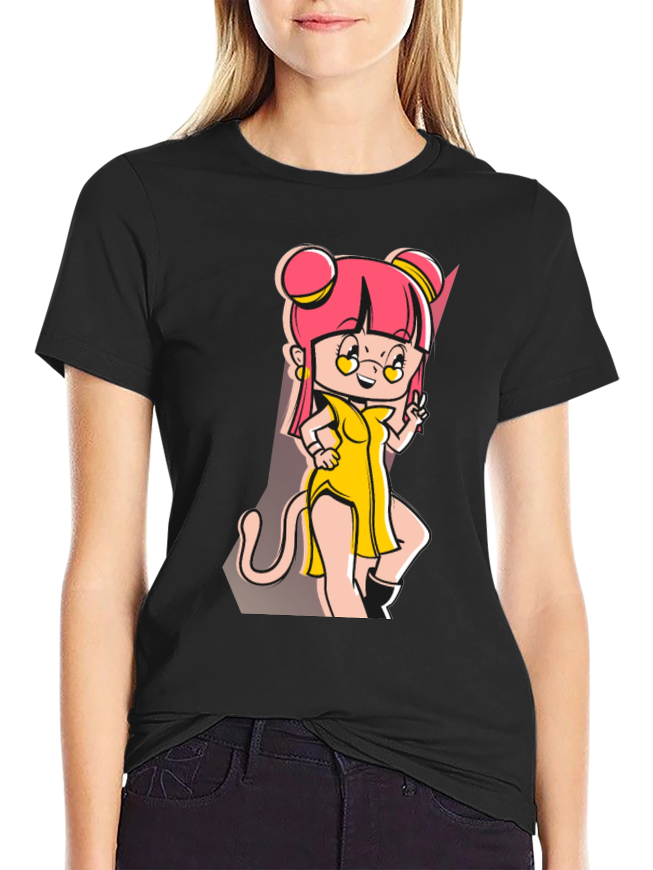 Anime Cartoon Graphic Black T-Shirt