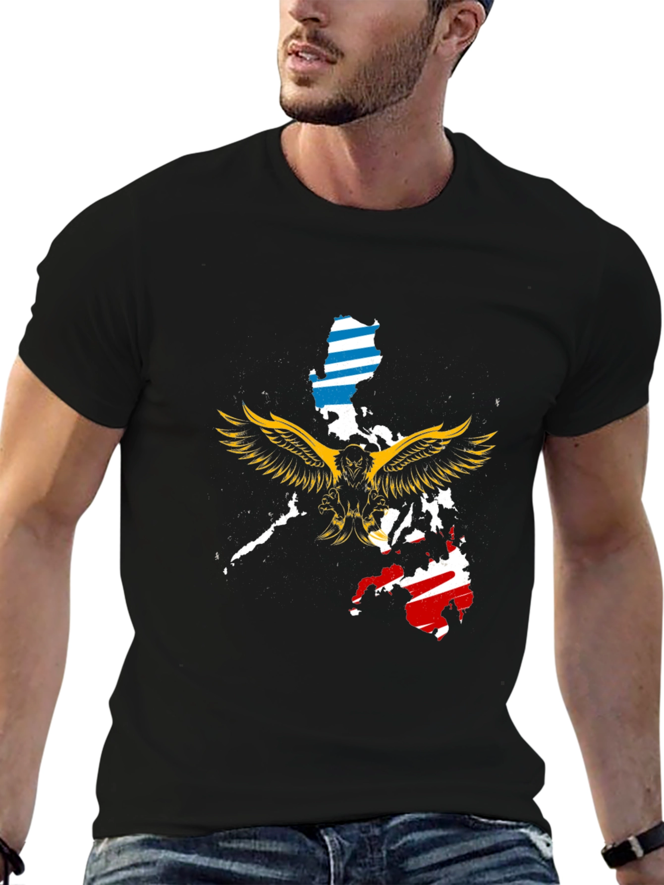 Philippines Eagle Map Black T-Shirt