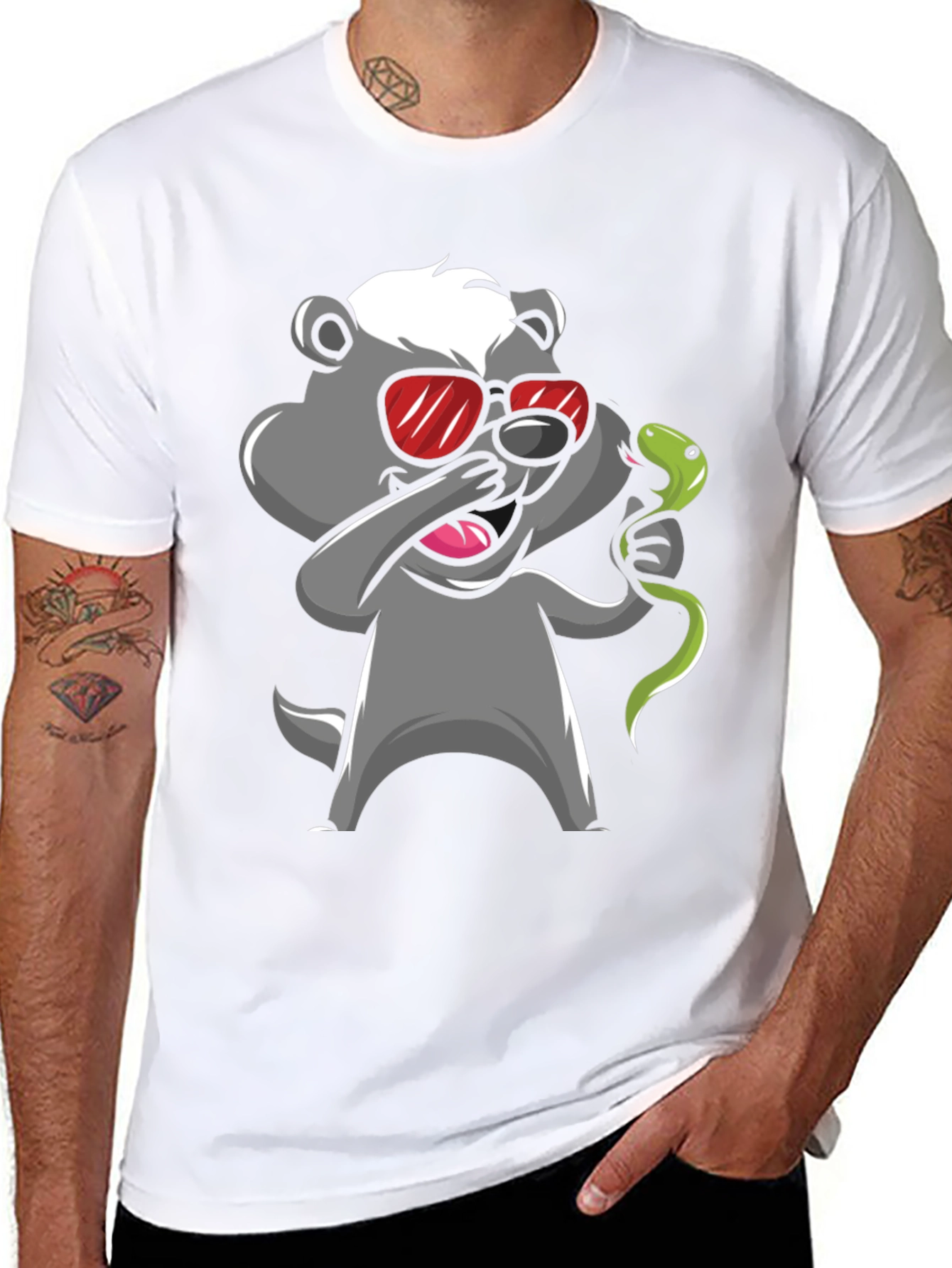 Dabbing Honey Badger with Snake Graphic Tee