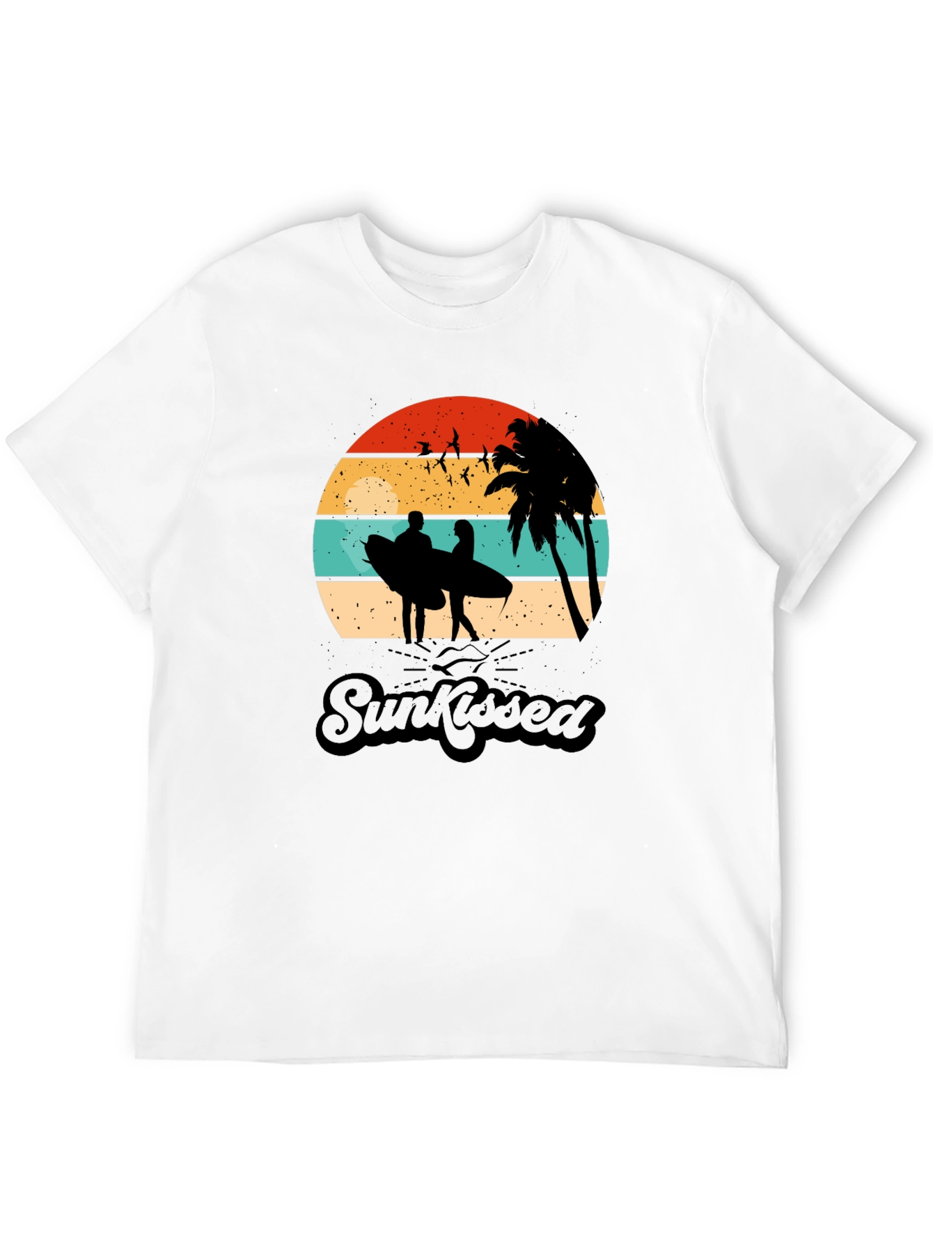 Sunkissed Graphic Tee: Beach Sunset Surfer Design