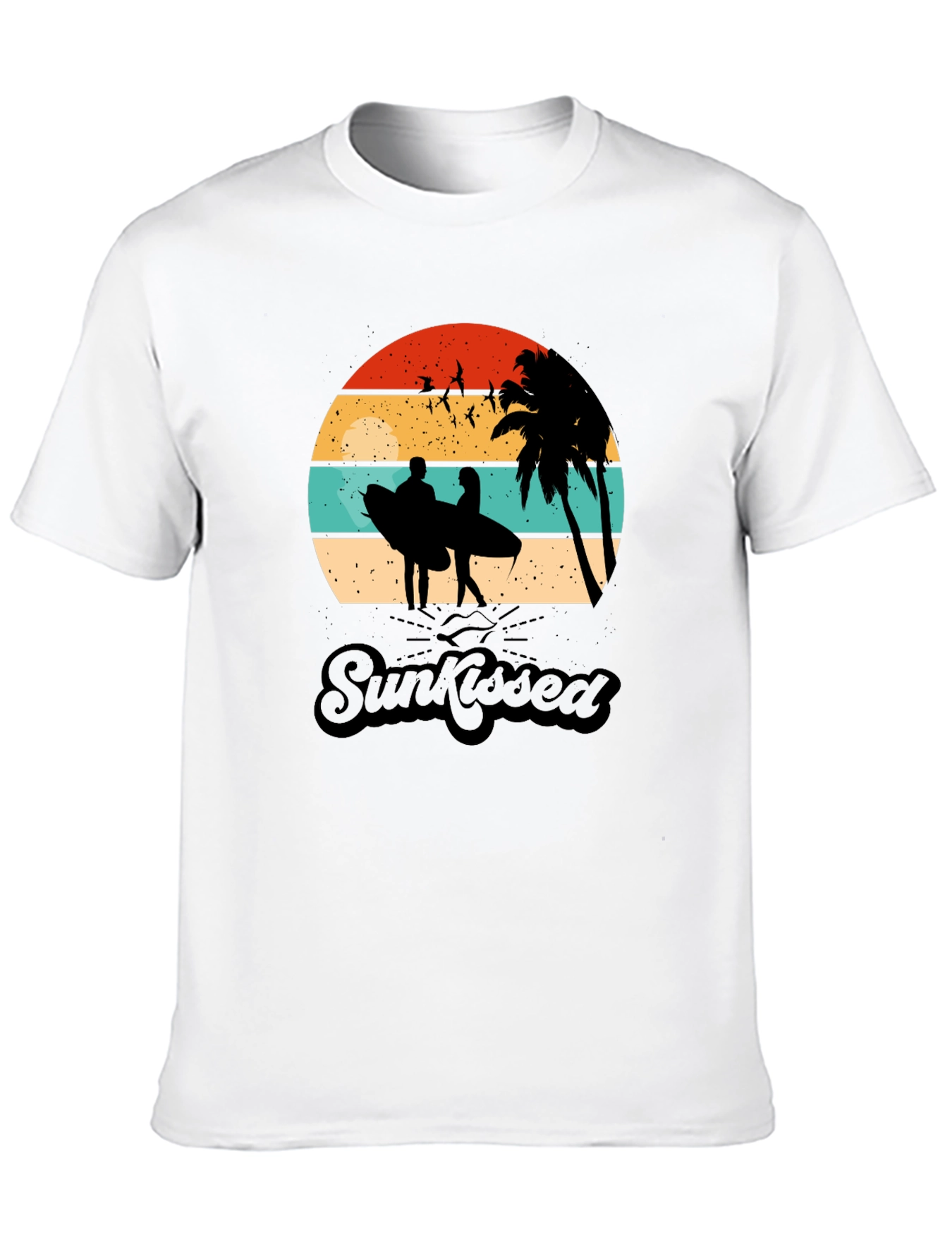 Sunkissed Graphic Tee: Beach Sunset Surfer Design