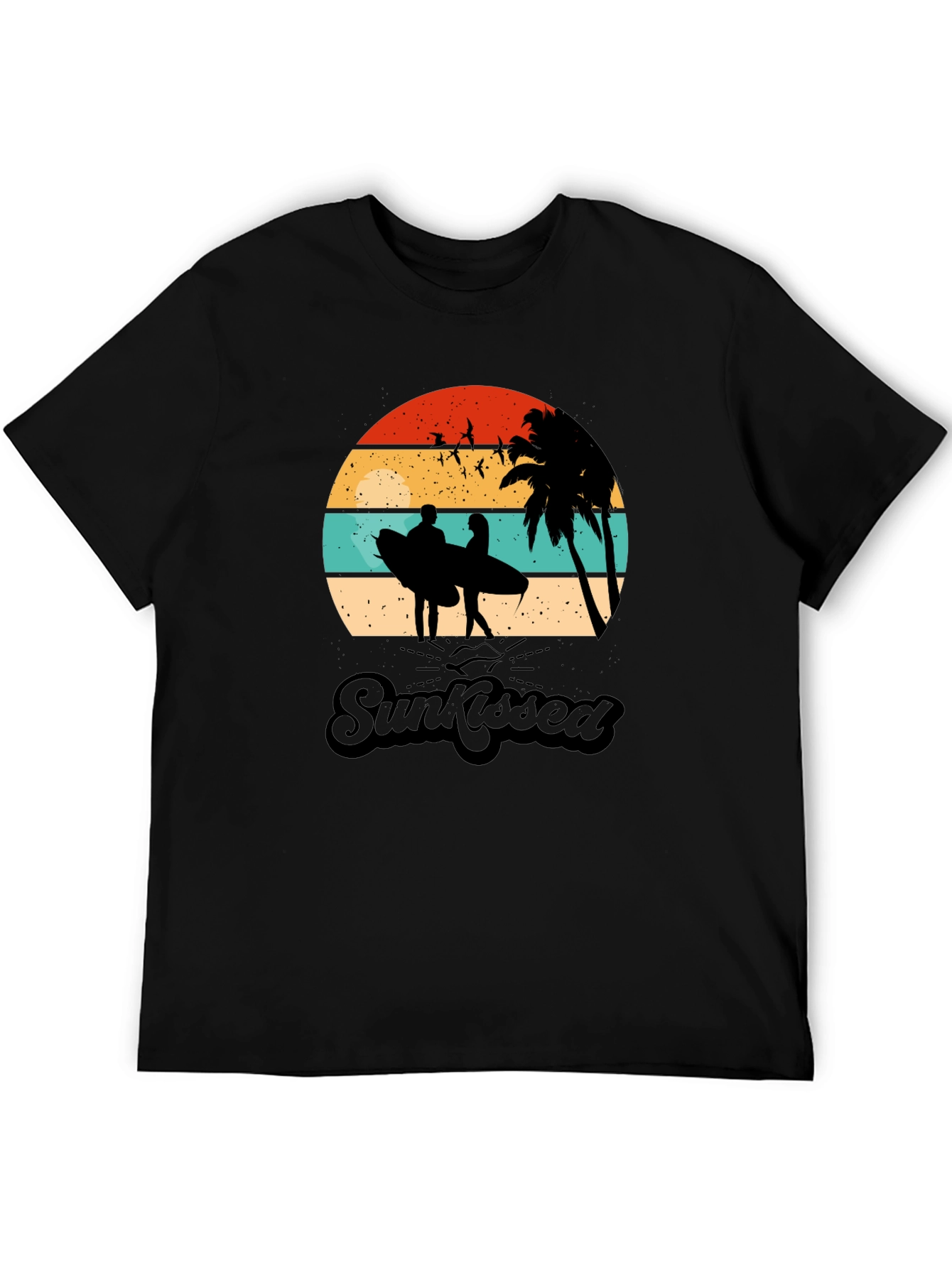 Sunkissed Graphic Tee: Beach Sunset Surfer Design