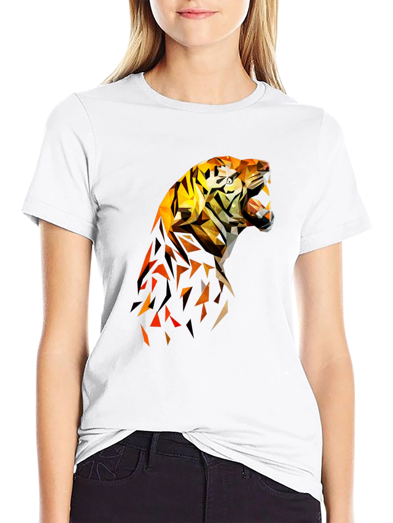 Geometric Tiger Graphic Tee - Cool Design Shirt