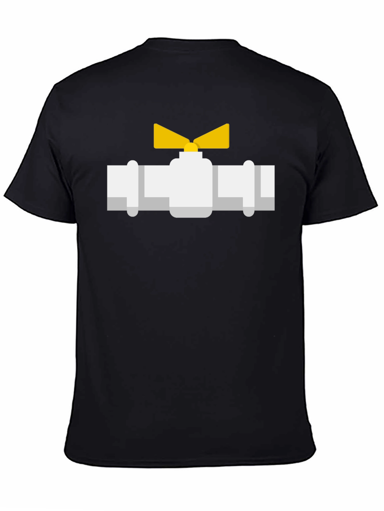 Plumbing Valve Graphic Tee - Black Cotton T-Shirt