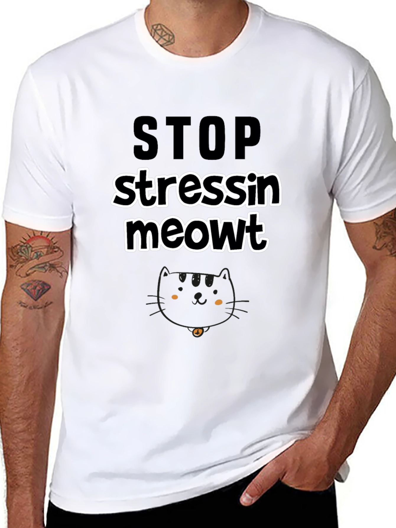 Stop Stressin Meowt Black Graphic Tee