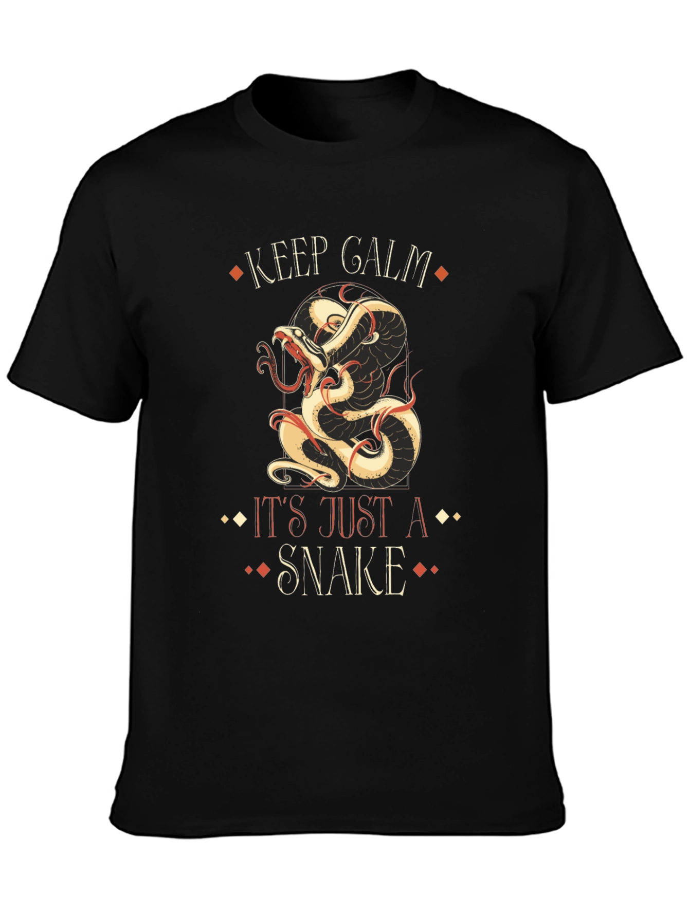 Keep Calm Snake Graphic T-Shirt Black
