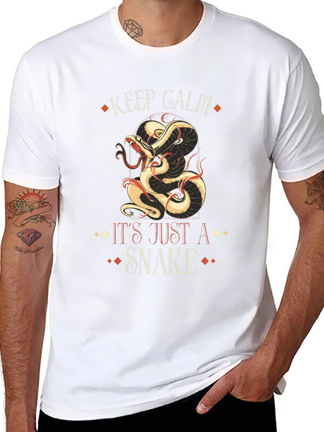 Keep Calm Snake Graphic T-Shirt Black