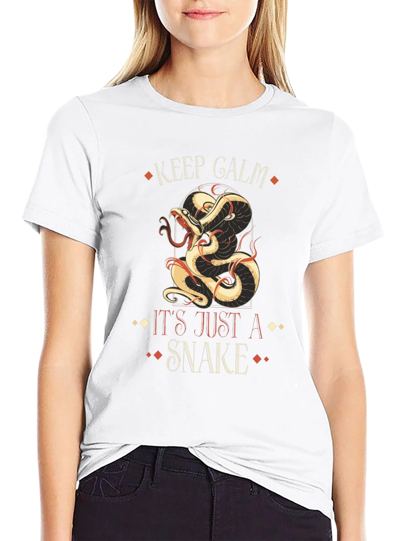 Keep Calm Snake Graphic T-Shirt Black