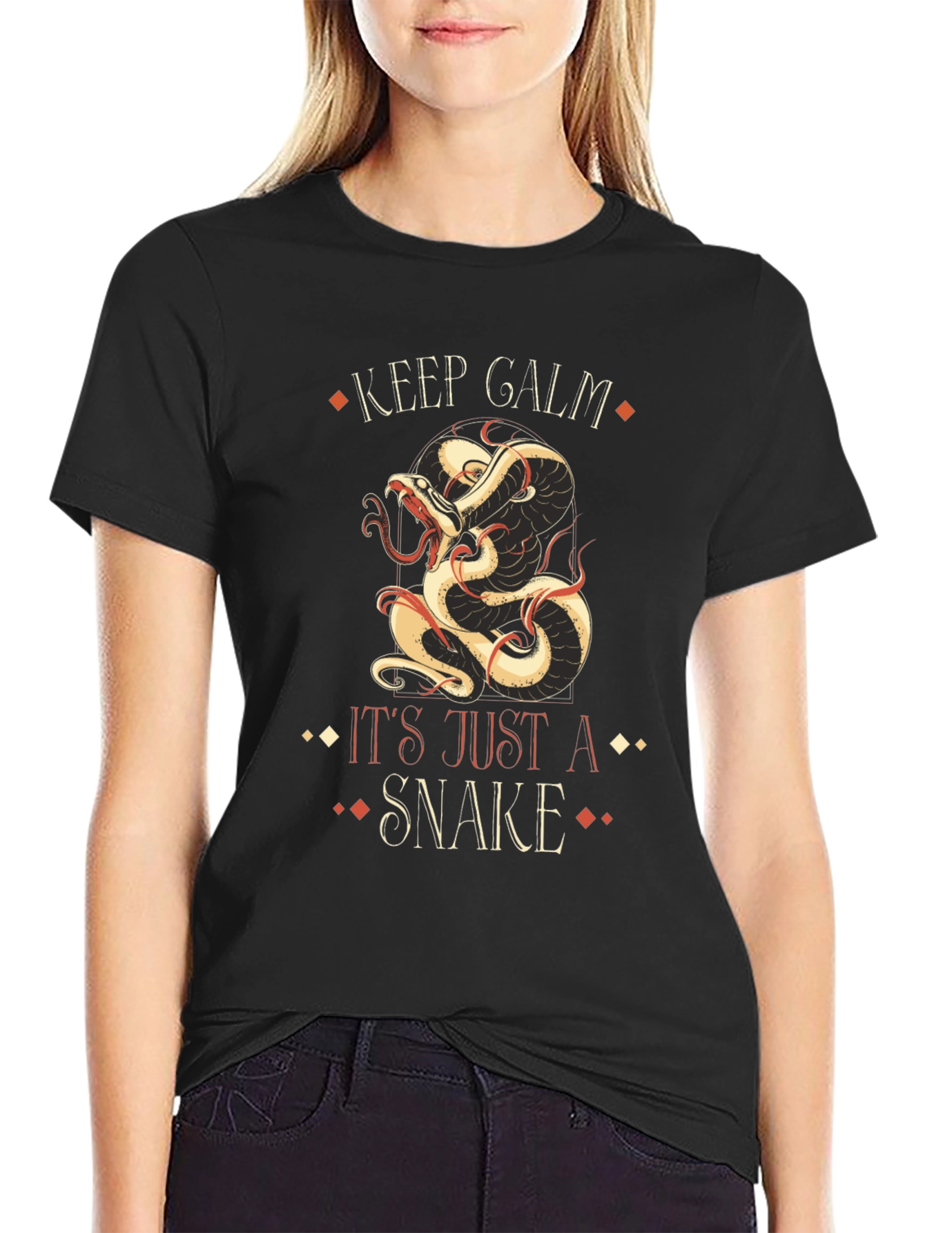 Keep Calm Snake Graphic T-Shirt Black