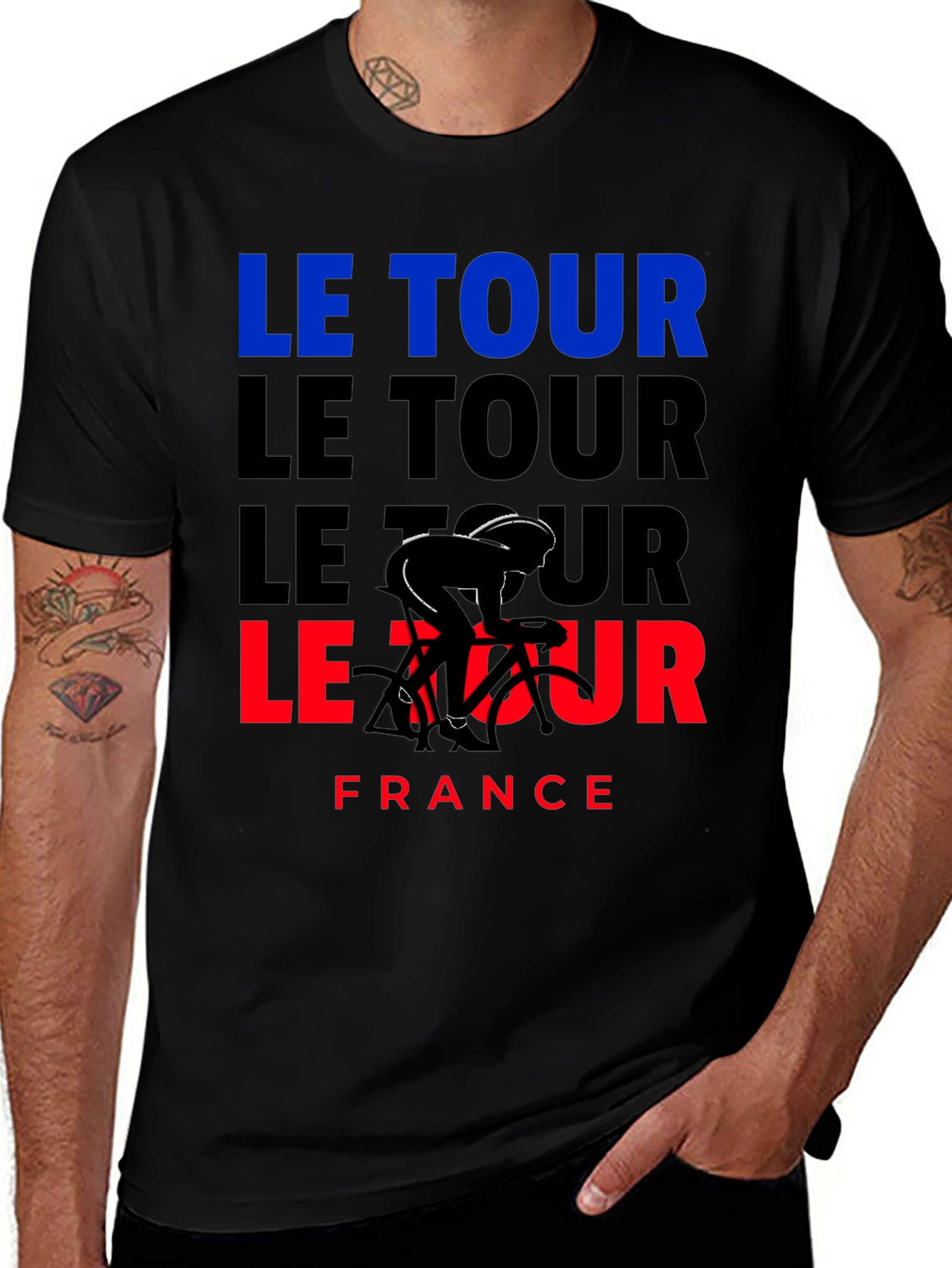 Le Tour France Cycling T-Shirt - Black Graphic Tee
