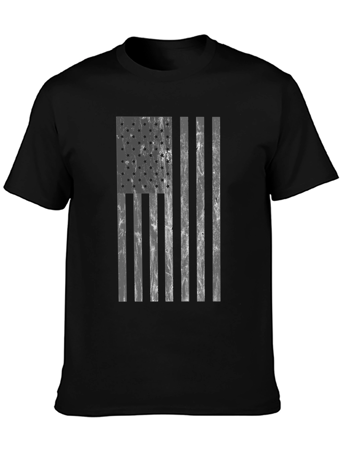 Distressed American Flag Graphic Tee - Black