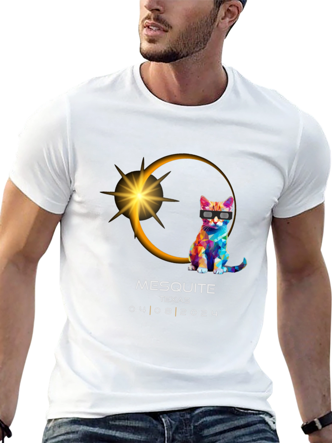 Mesquite Texas 2024 Eclipse Cat Graphic Tee