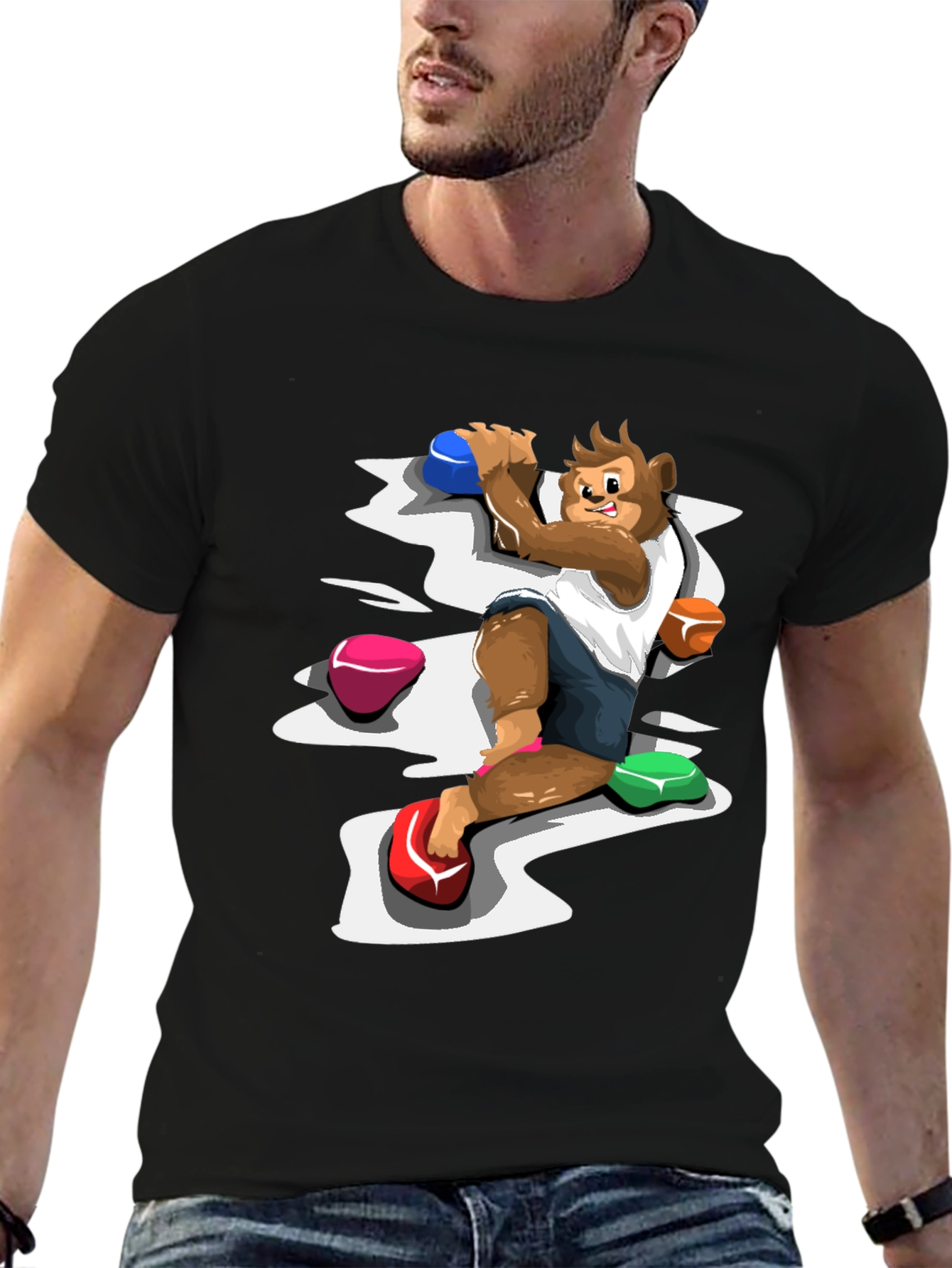 Monkey Climber Graphic Tee - Black Cotton Blend