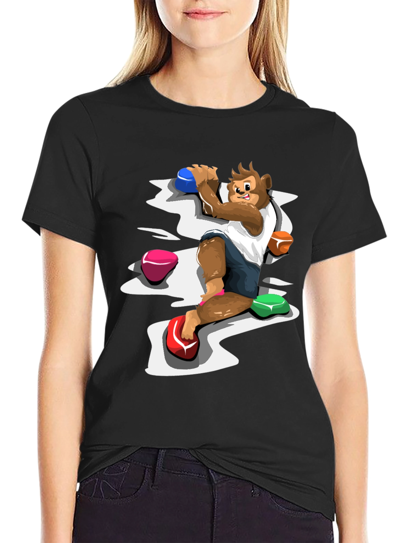 Monkey Climber Graphic Tee - Black Cotton Blend