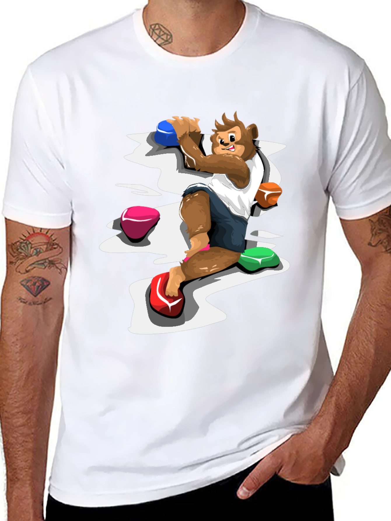 Monkey Climber Graphic Tee - Black Cotton Blend