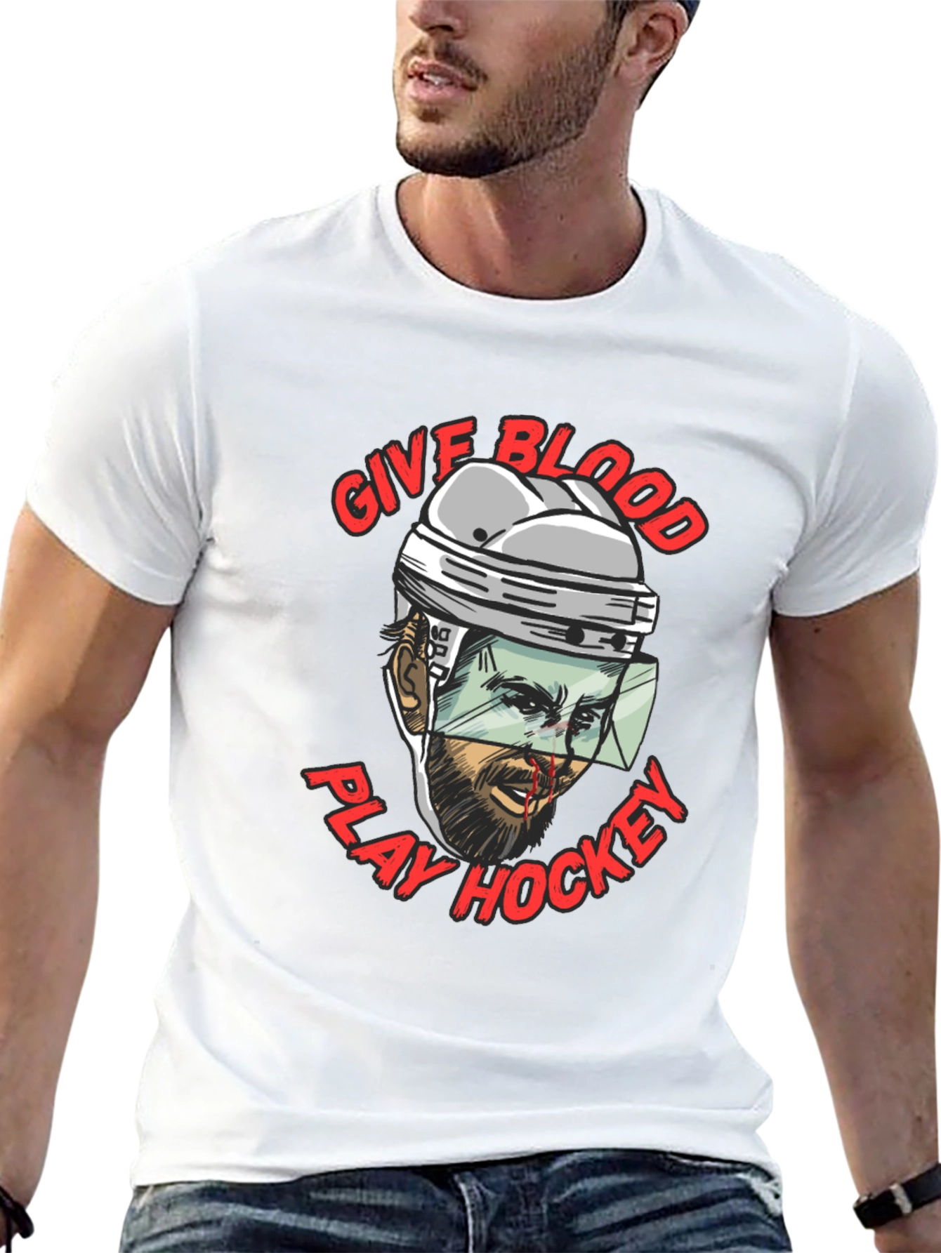 Give Blood Play Hockey Graphic T-Shirt