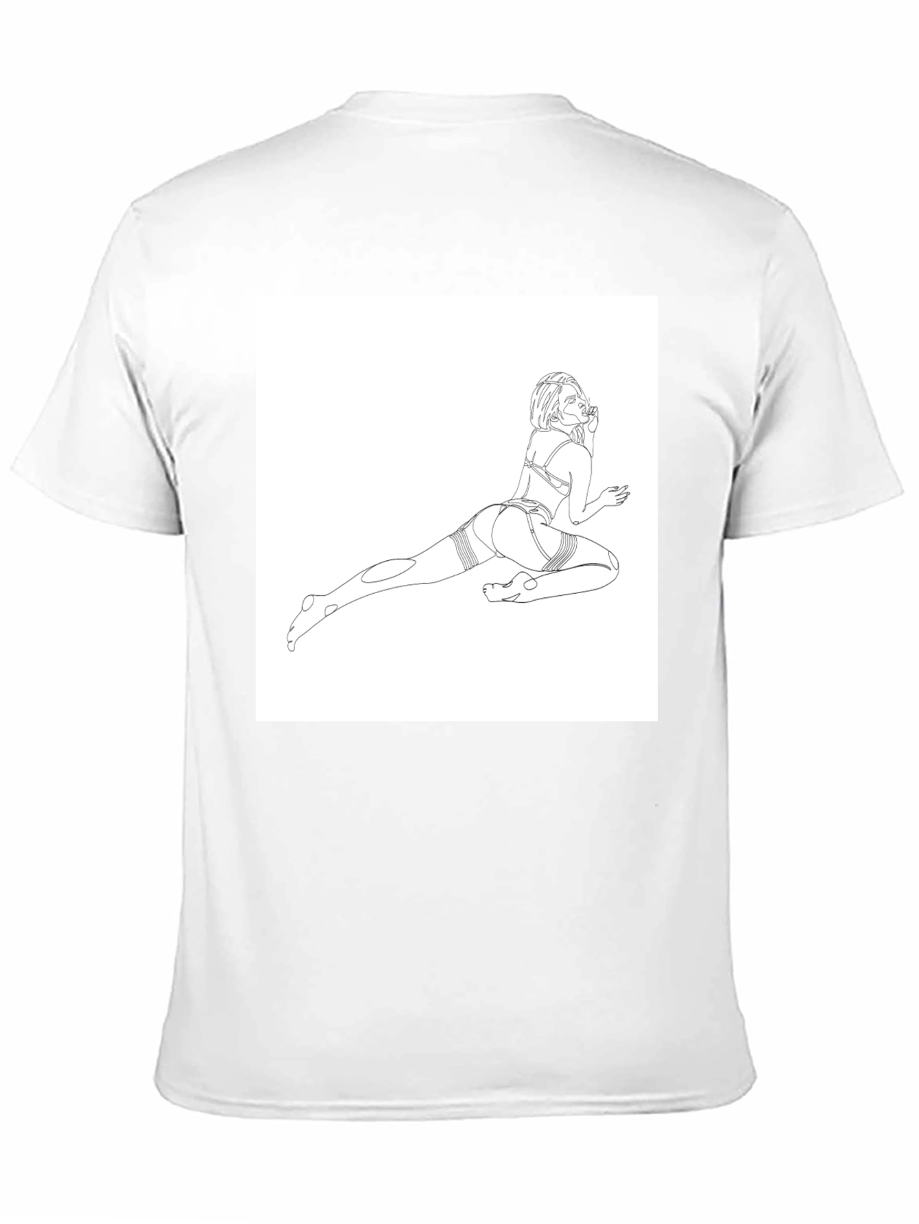 Line Art Graphic Tee - Black Cotton Casual T-Shirt