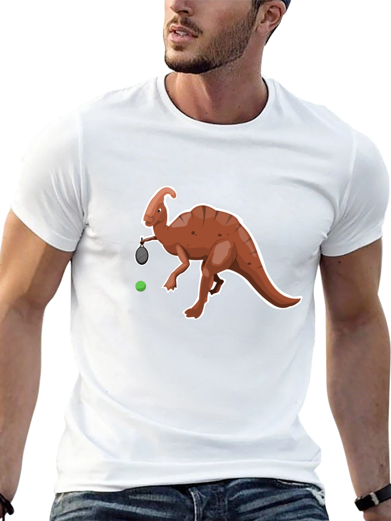 Dino Tennis T-Shirt - Funny Parasaurolophus Tee