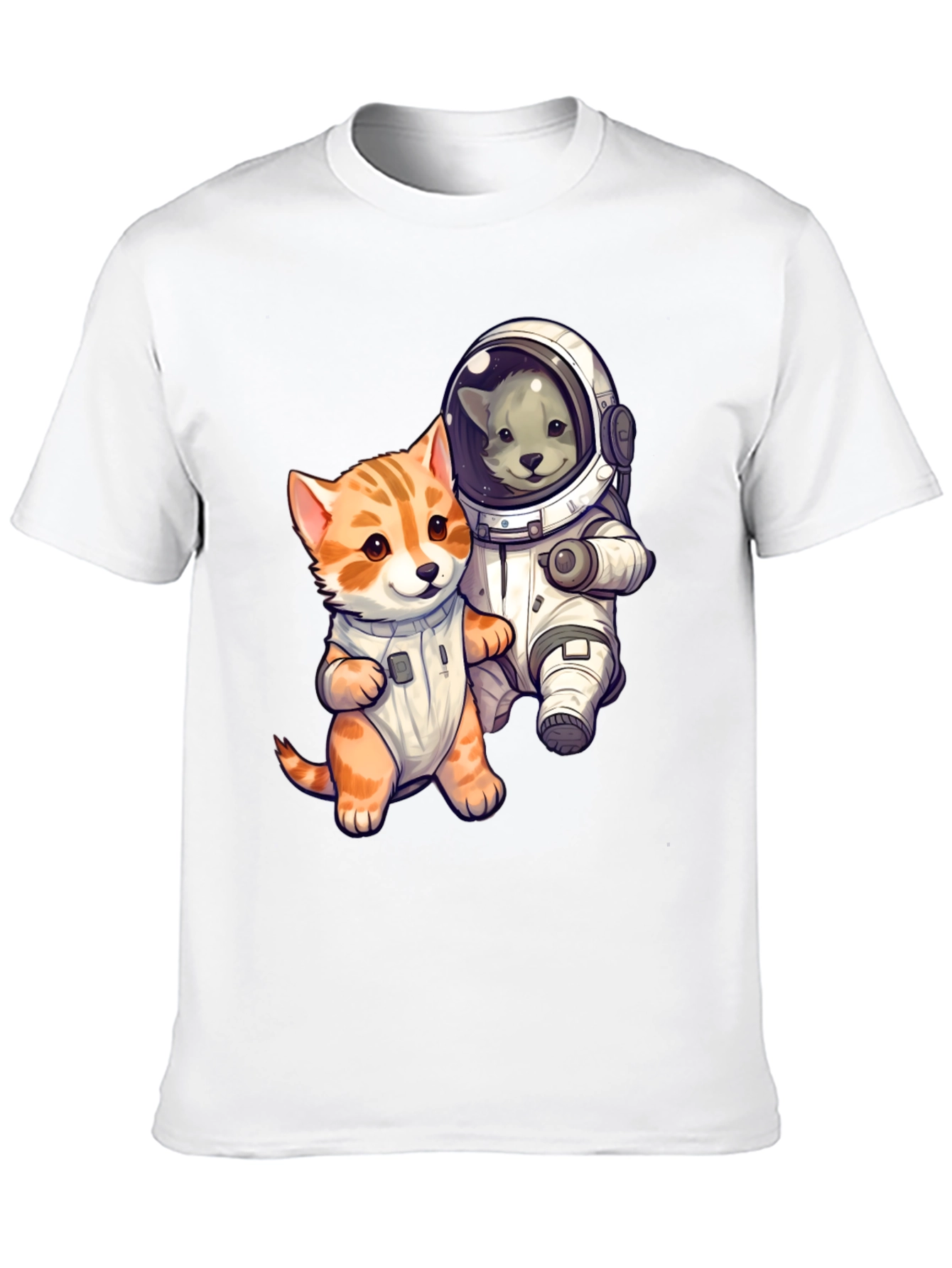 Cute Cats in Space Black T-Shirt