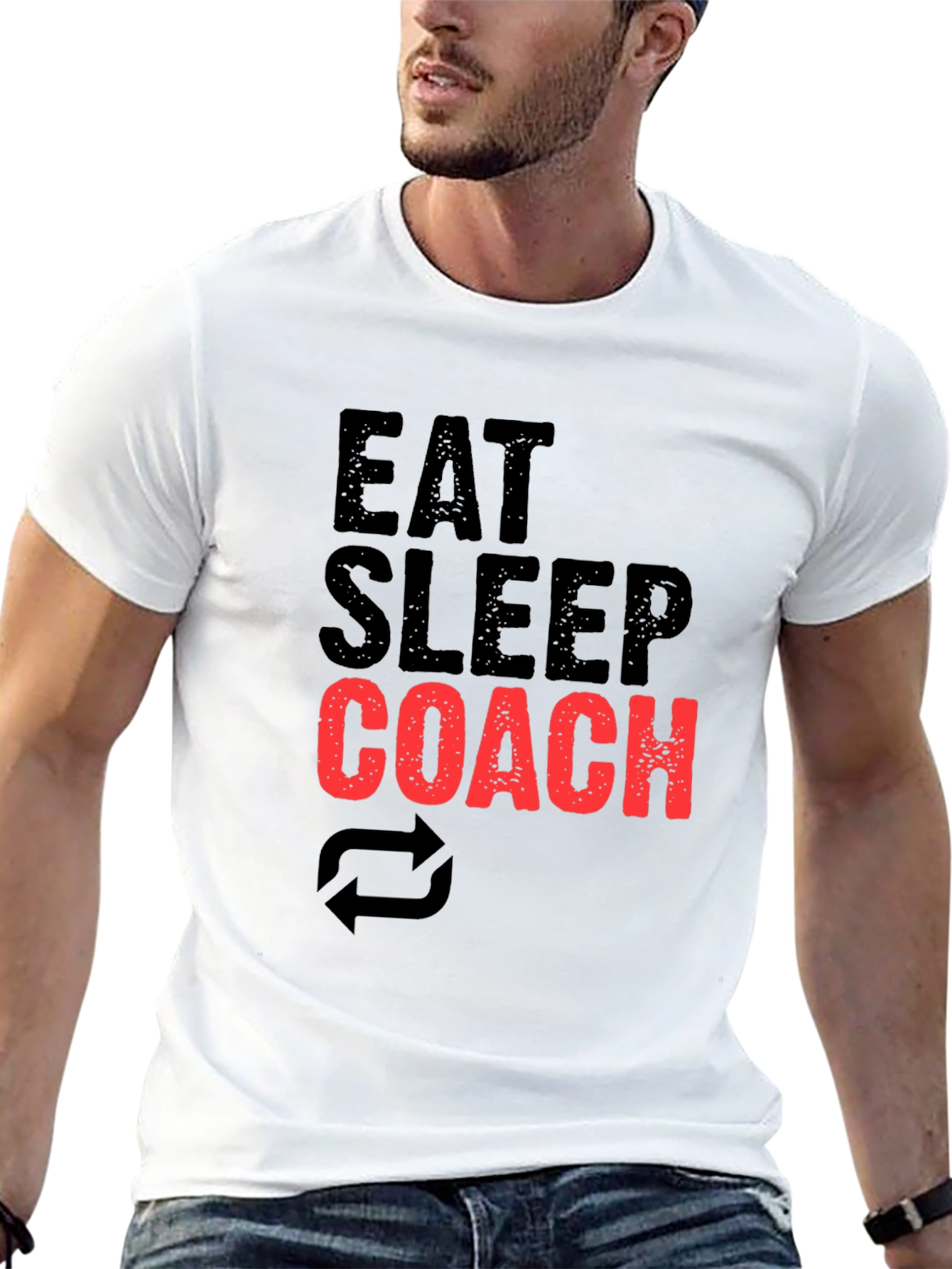 Eat Sleep Coach Black Graphic T-Shirt