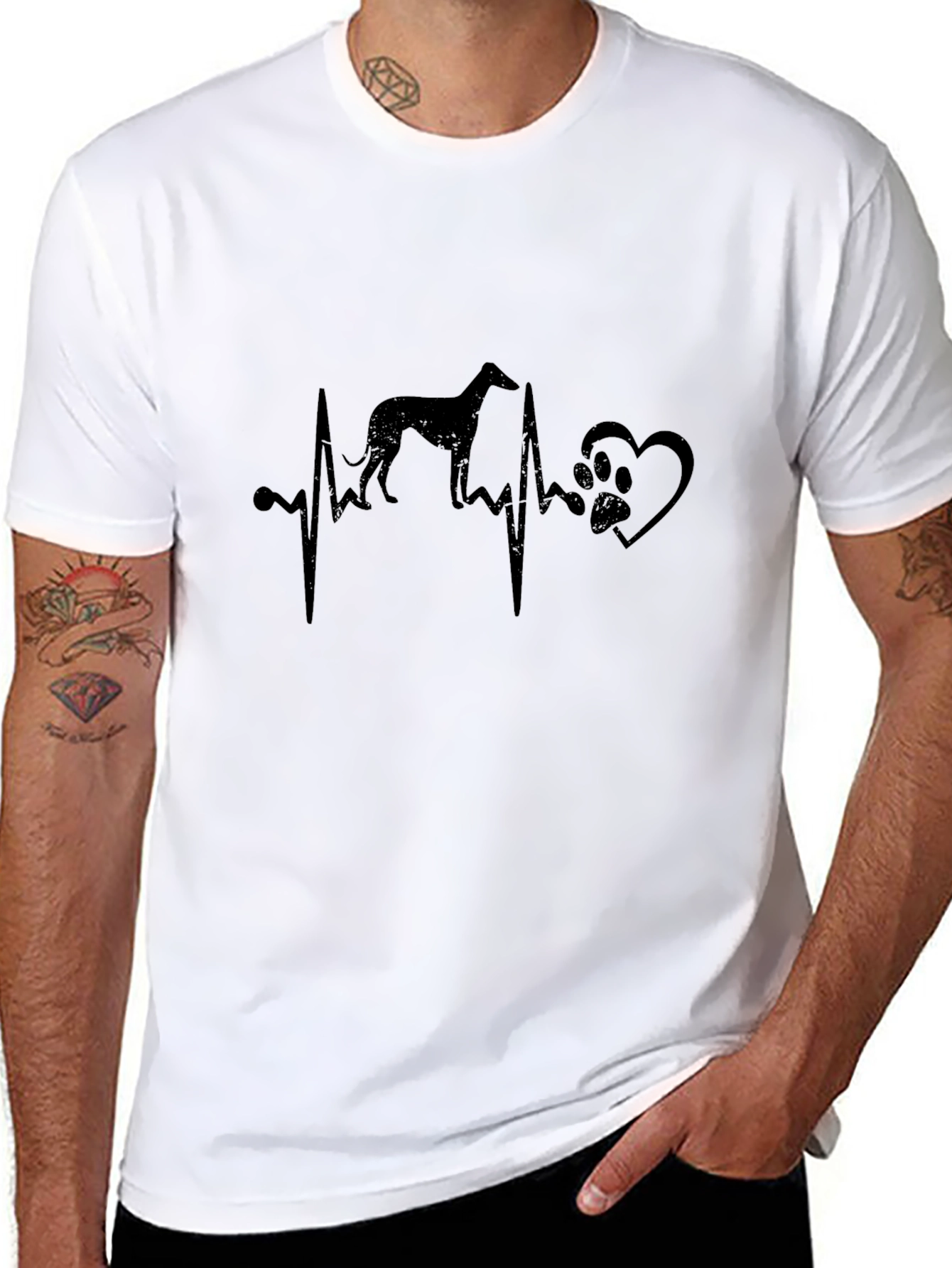 Dog Breed Heartbeat T-Shirt - Black