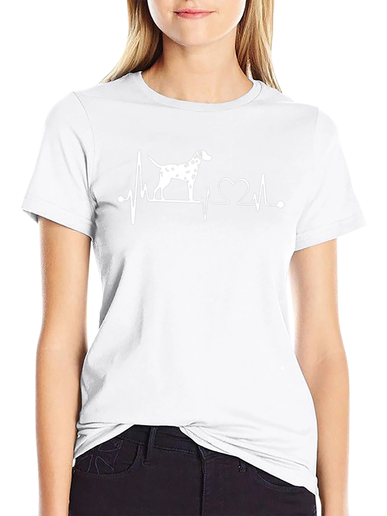 Dog Lover Heartbeat T-Shirt - Dalmatian Design