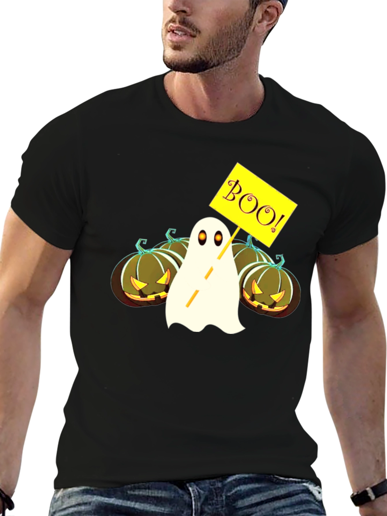 Halloween Ghost & Pumpkin Graphic Tee
