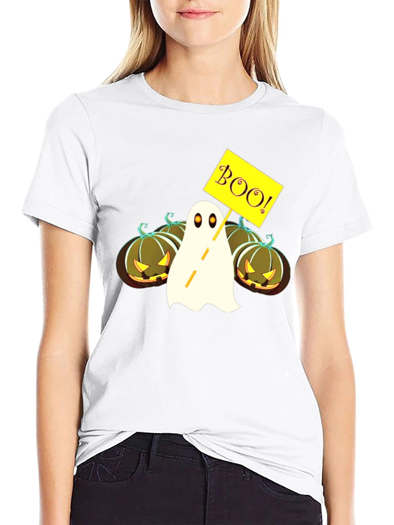 Halloween Ghost & Pumpkin Graphic Tee