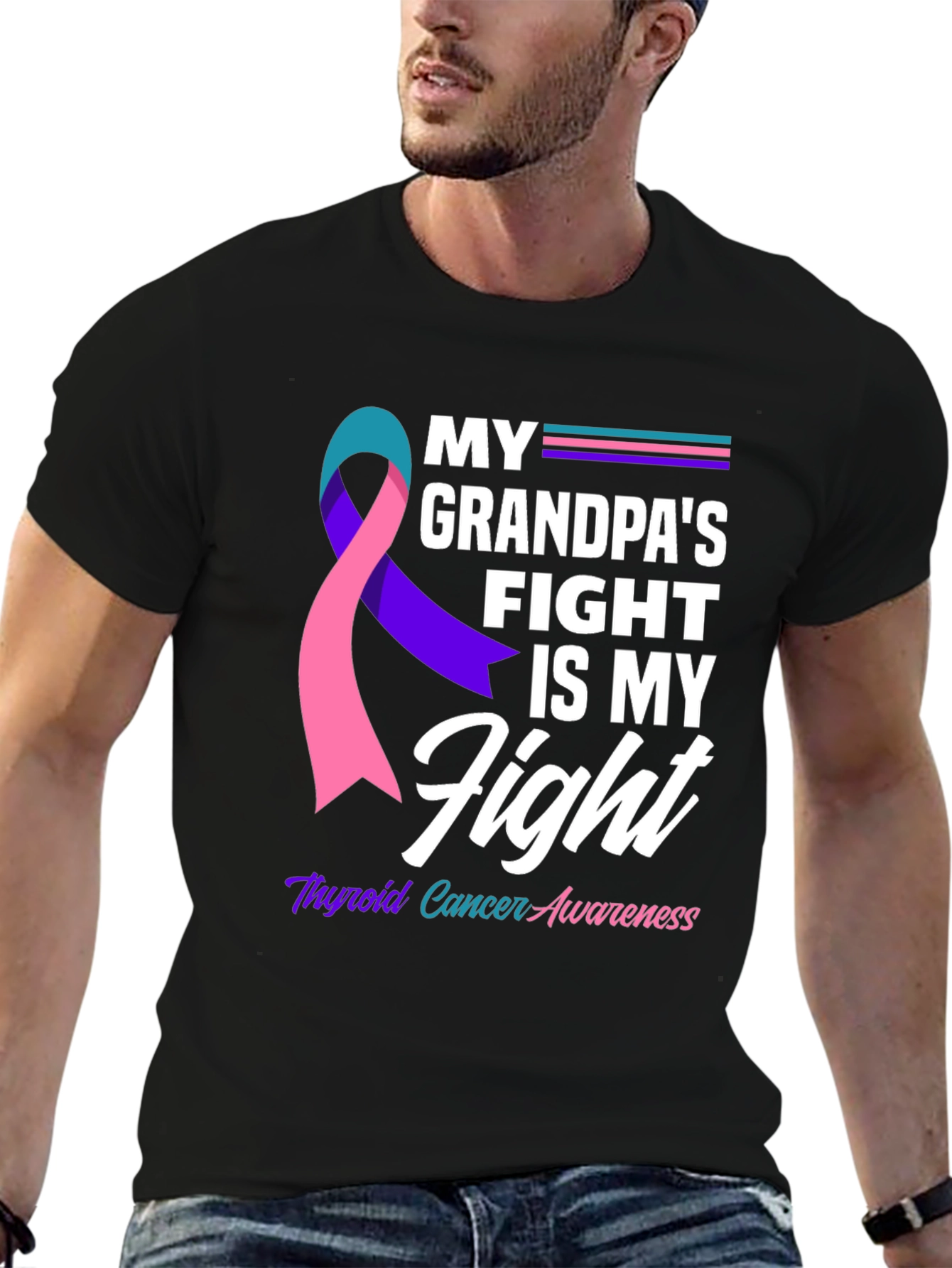 Thyroid Cancer Awareness T-Shirt - Grandpas Fight