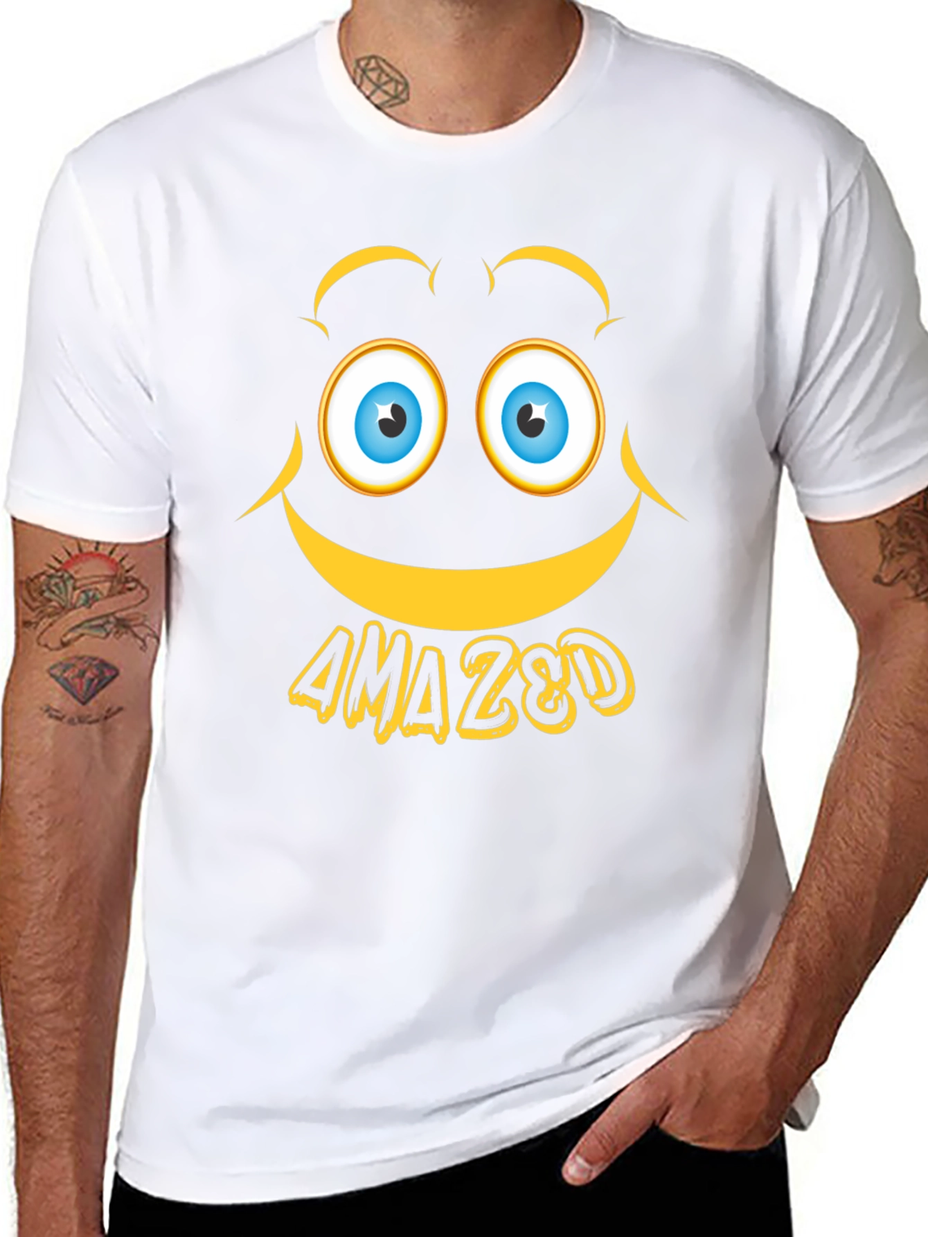 Amazed Graphic Tee - Expressive Emoji Design