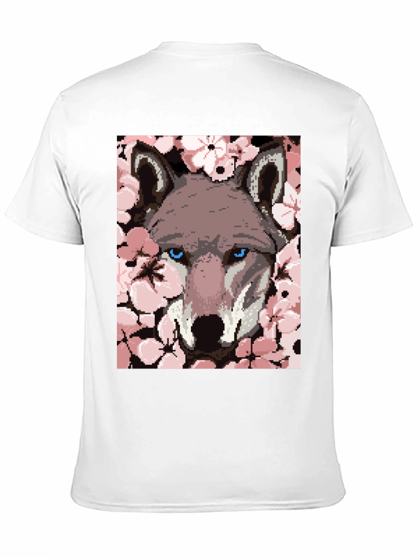 Wolf Pixel Art Black T-Shirt